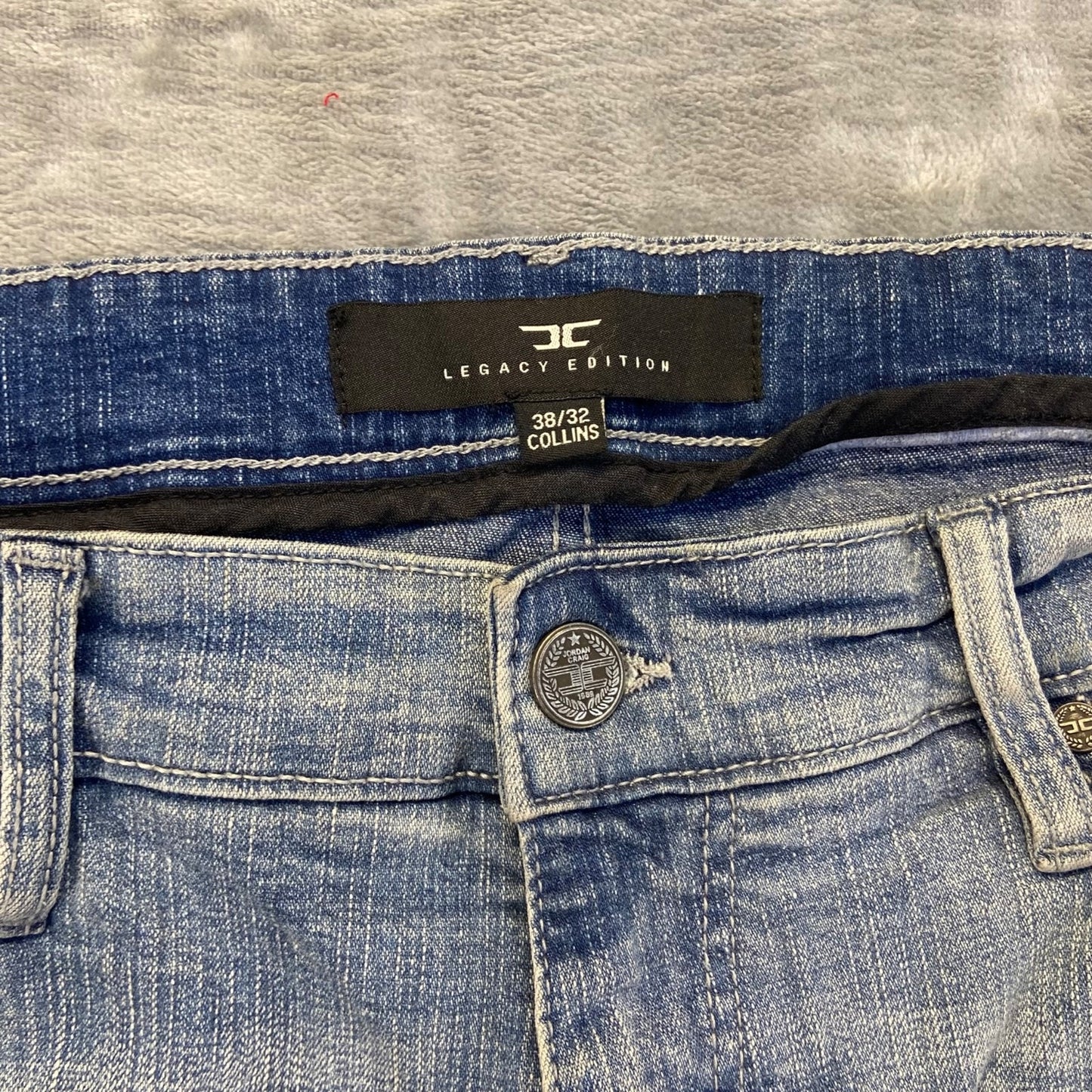 Jordan Craig Men's Distressed Straight Jeans 38x32 Blue Light Wash Hip Denim