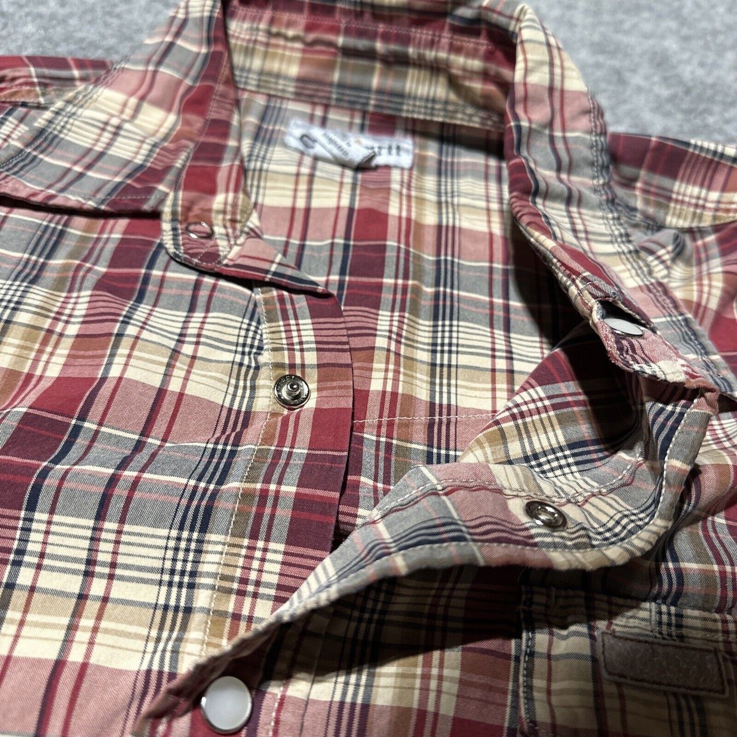 Carhartt Relaxed Fit Men's Plaid Snap Button Up Long Sleeve Shirt Size L