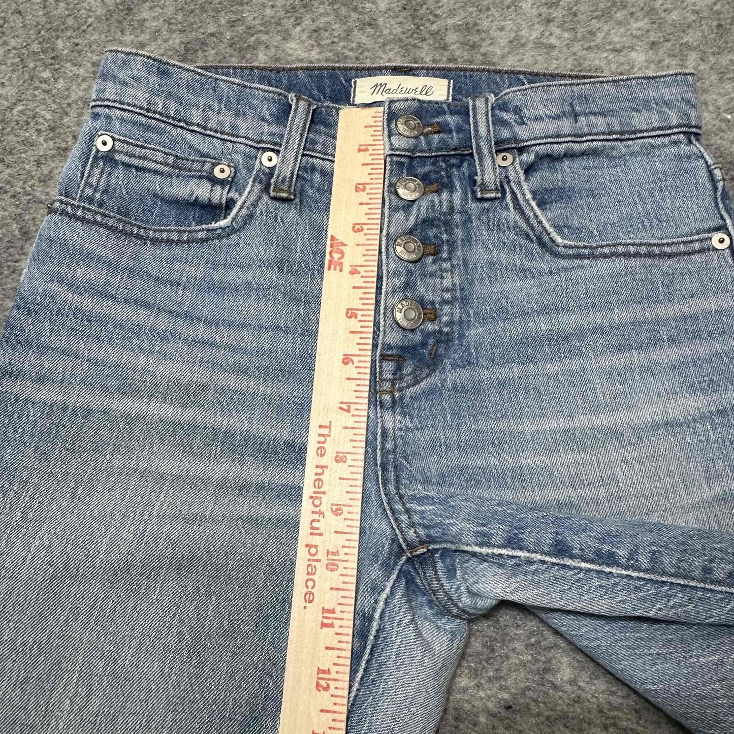 Madewell Women's Button Fly Cropped High Rise Cali Demi Boot Jeans Size 25 Blue