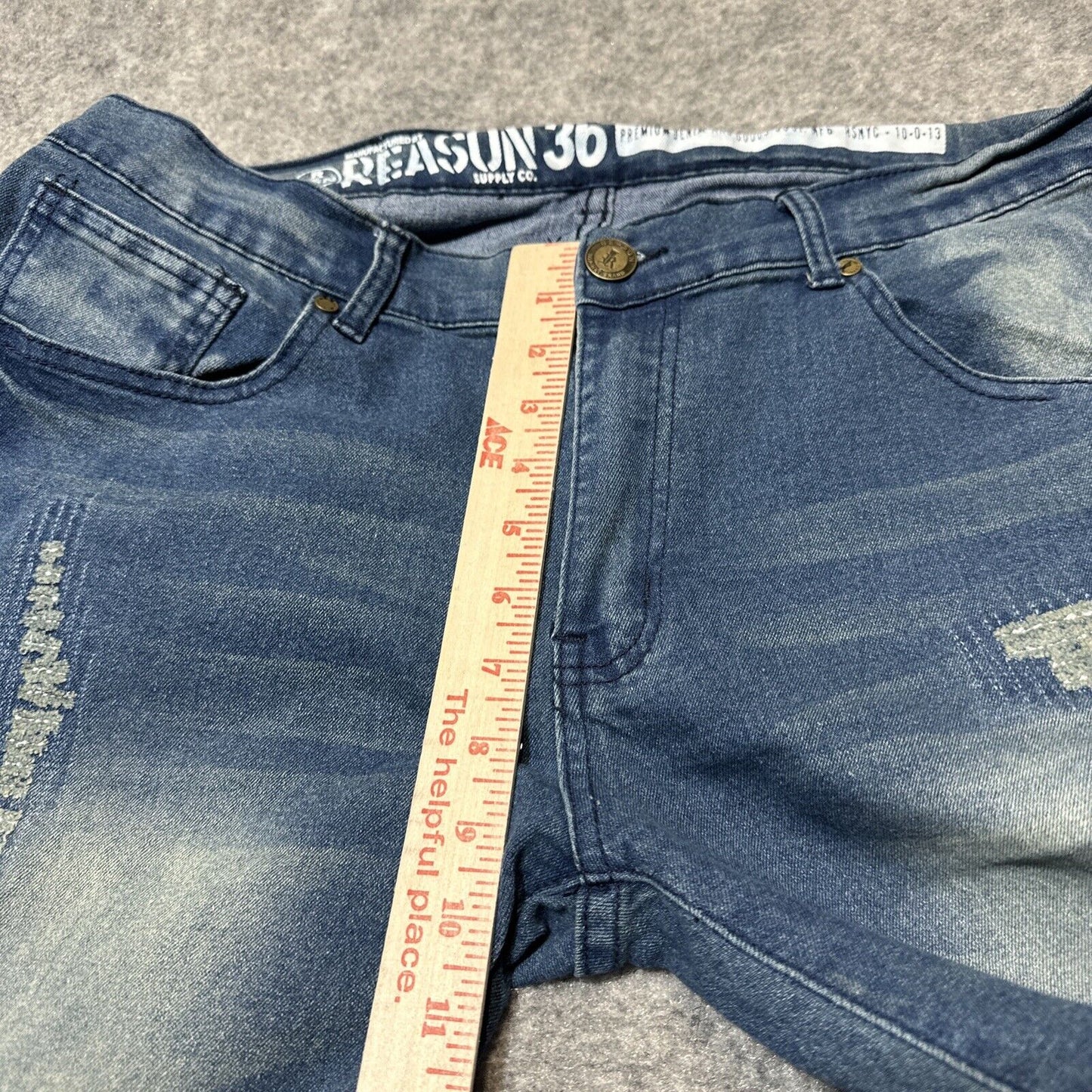 Reason Distressed Skinny Jeans Men's Size 36 Bleached Leg Denim