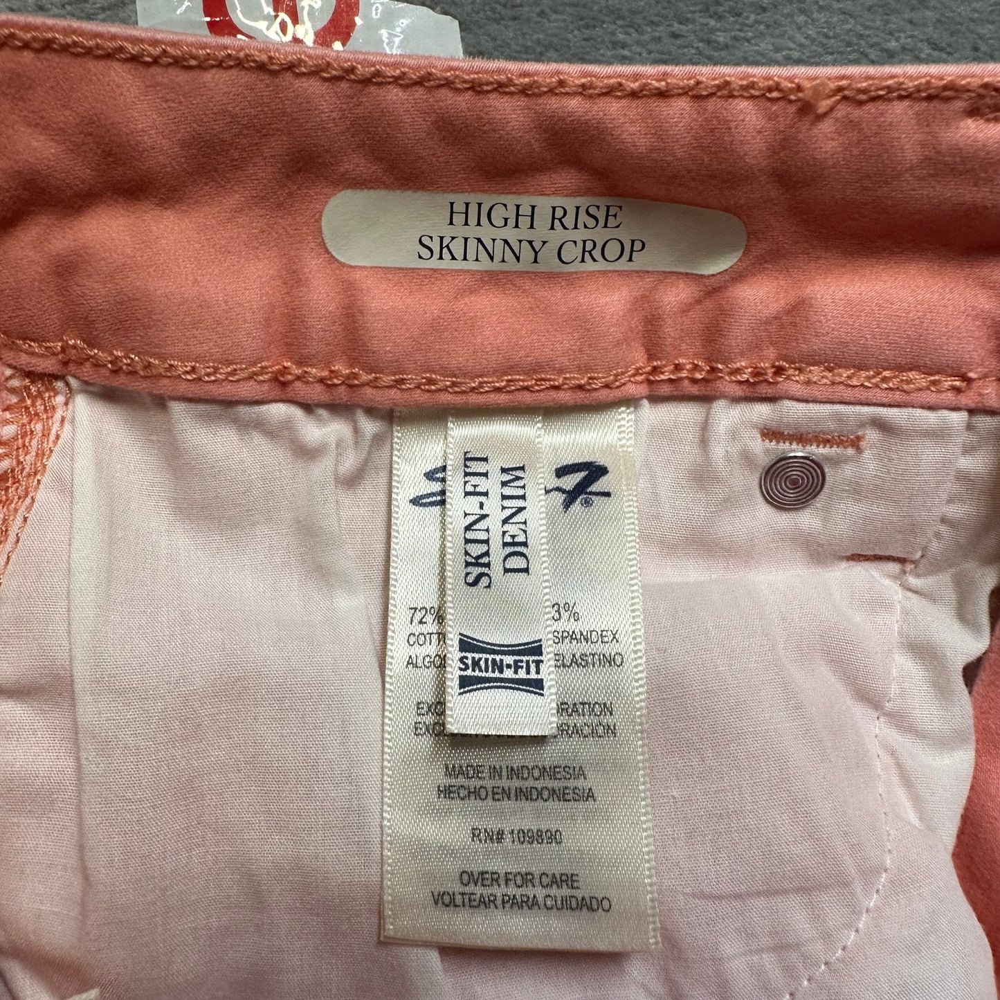Seven7 Hi Rise Skinny Crop Jeans Women's Size 6 Orange Skin Fit Denim