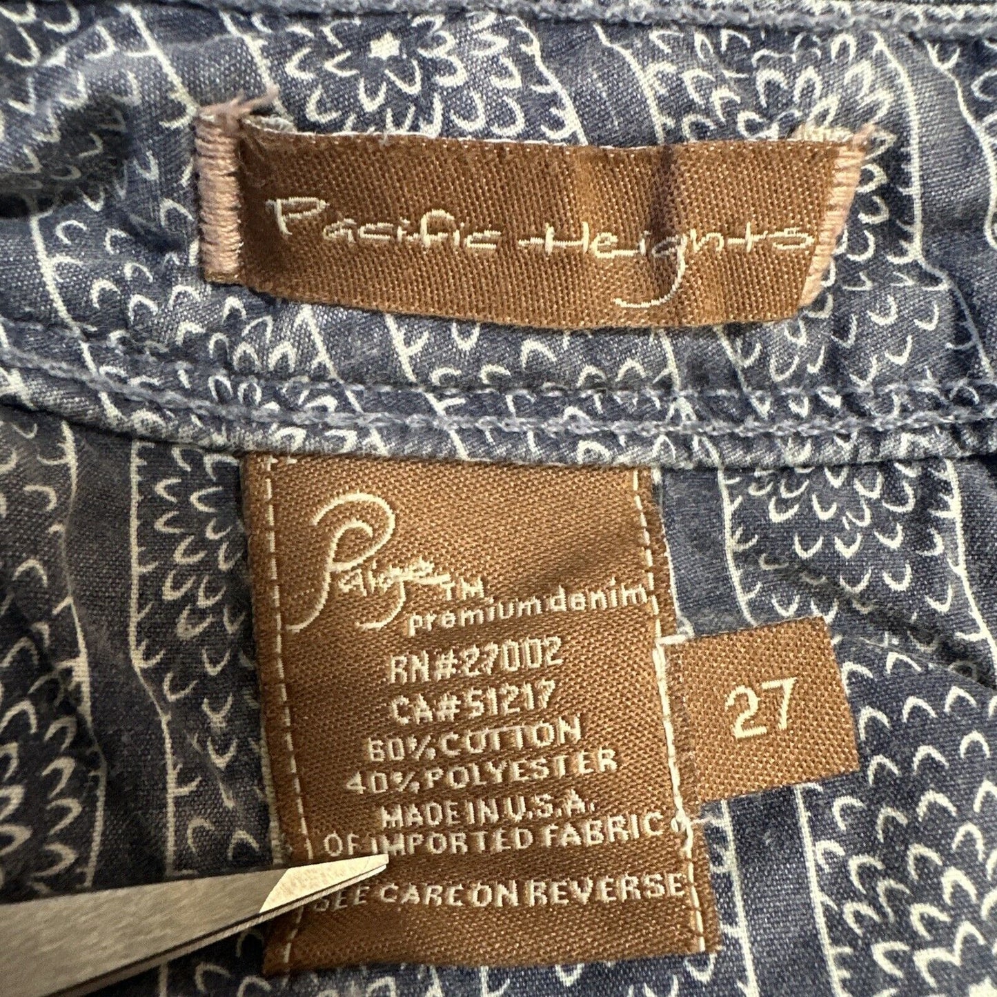 Paige Pacific Heights Bootcut Jeans Womens Sz 27 Blue Dark Wash Denim