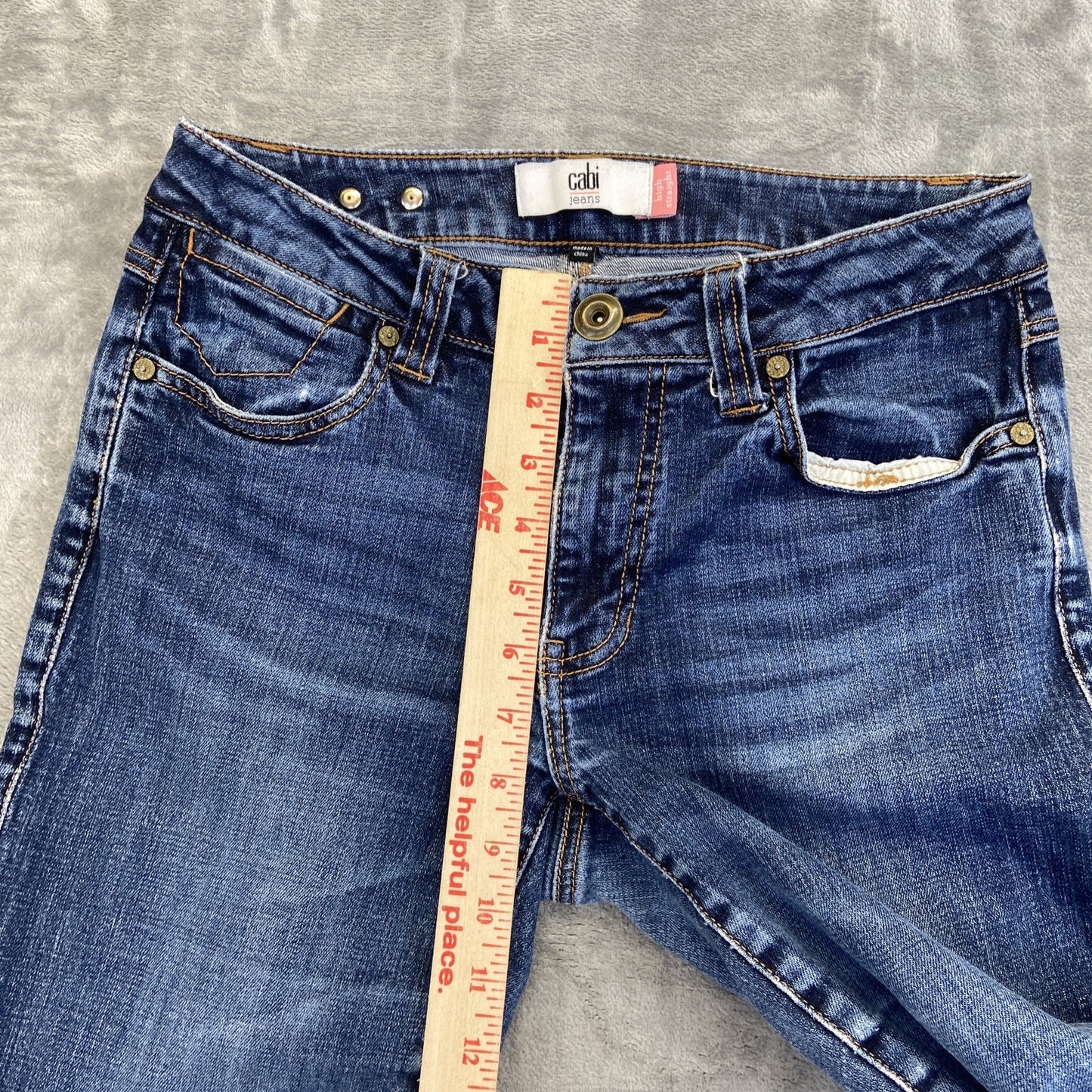 CAbi High Straight Jeans Women's Size 4 Blue Dark Wash Denim