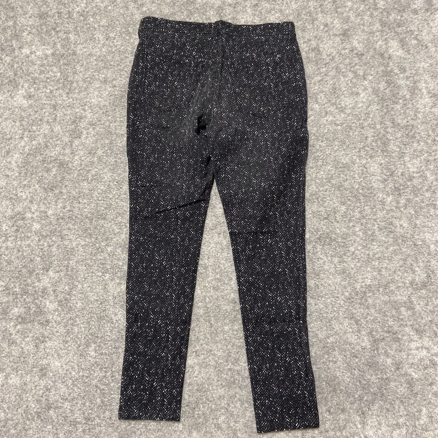Banana Republic Sloan Slim Fit Pants Women's 6 Black White Speckled Zip Pocket