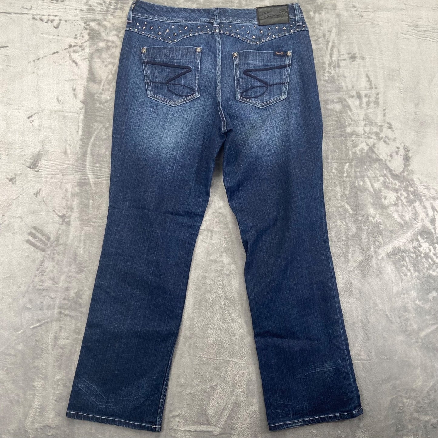 Seven7 Women's Studded Bootcut Jeans Size 16 Blue Dark Wash