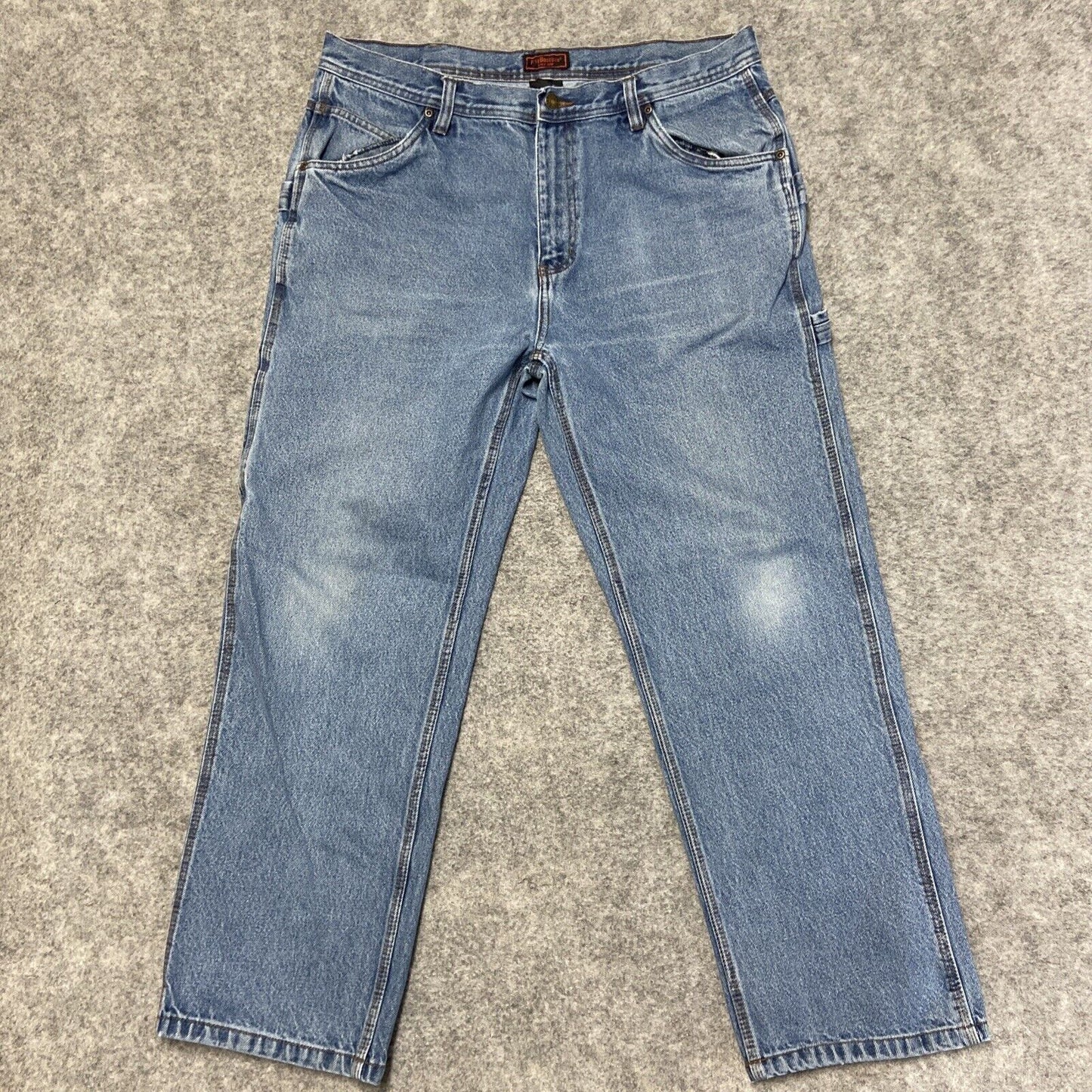 FIVEBROTHER Carpenter Straight Leg Jeans Men's 38x30 Blue Denim *Ripped Pocket*