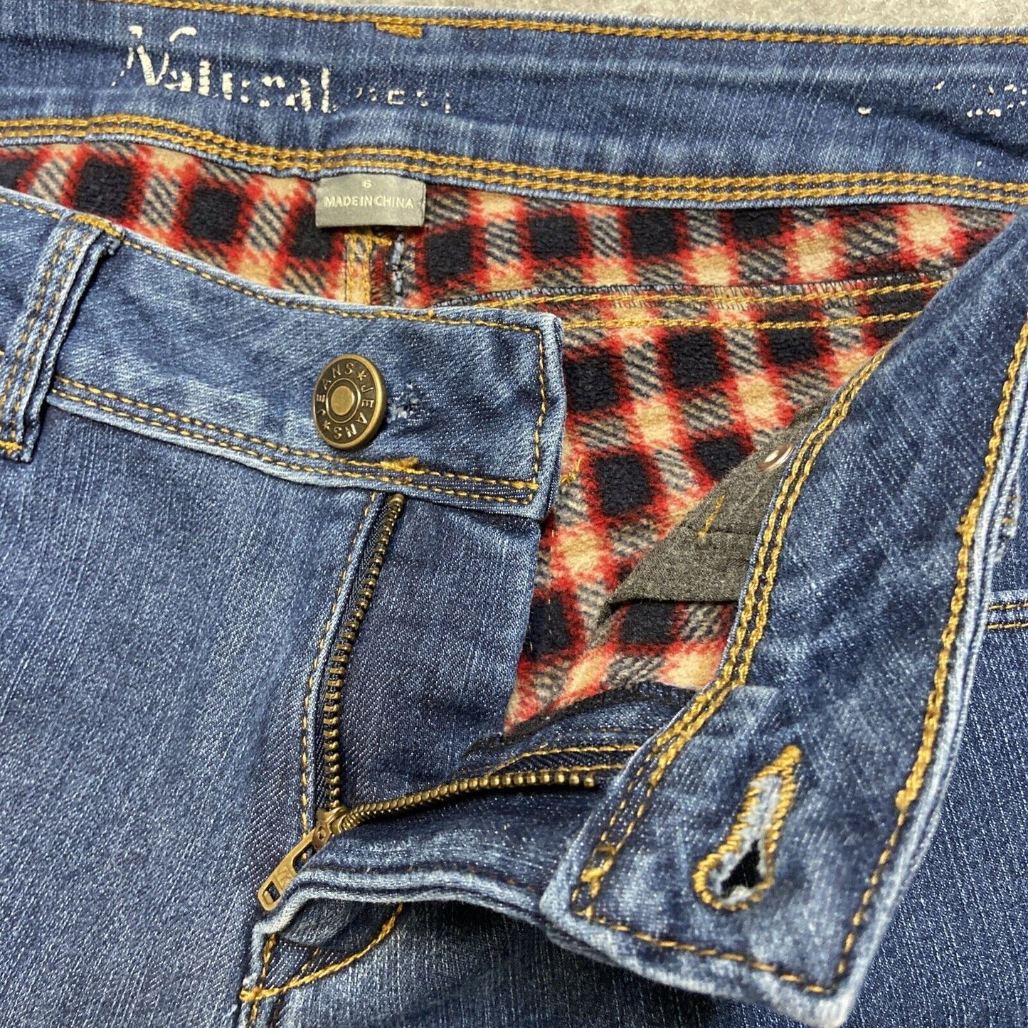 Natural Reflections Flannel Lined Straight Jeans Women's Size 6 Dark Blue