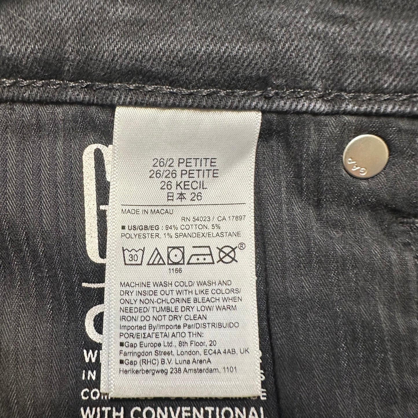New Gap Vintage Slim High Rise Jeans Women's Size 26 Black Denim