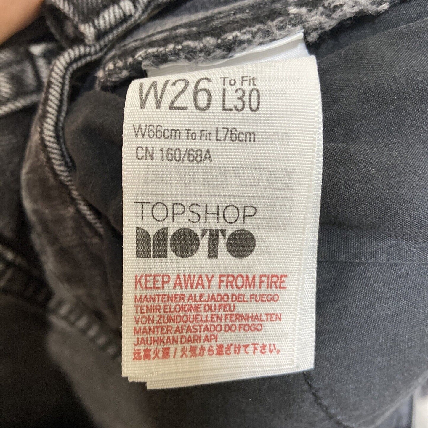 Topshop Moto Cropped Button Fly Jeans Women's Size 26x30 Dark Gray Denim
