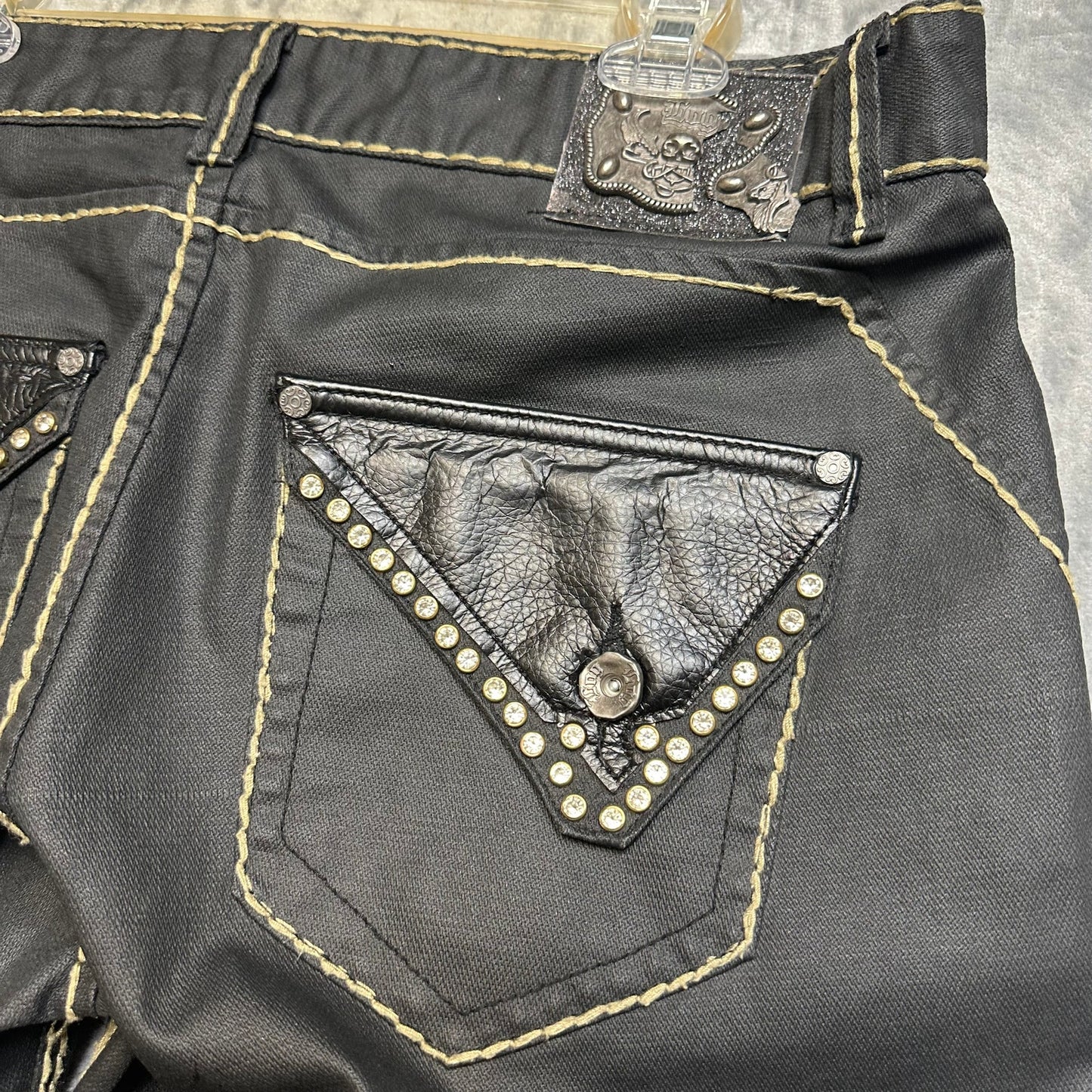 LOG Leather Relaxed Jeans Men's Size 36 Black Denim