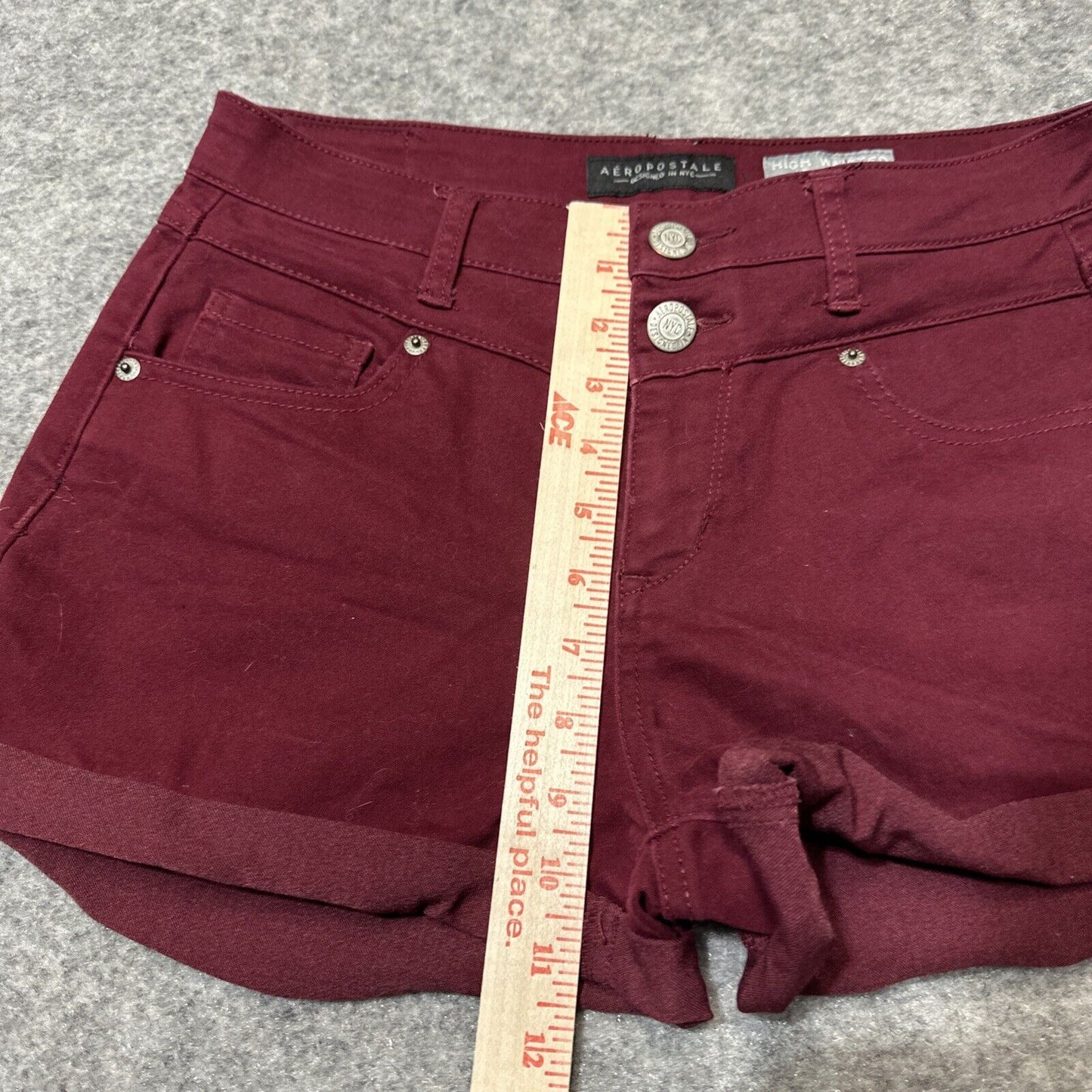 Aero Aeropostale High Waisted Shorty Women's Cut-Off Jean Shorts Size 6 Red