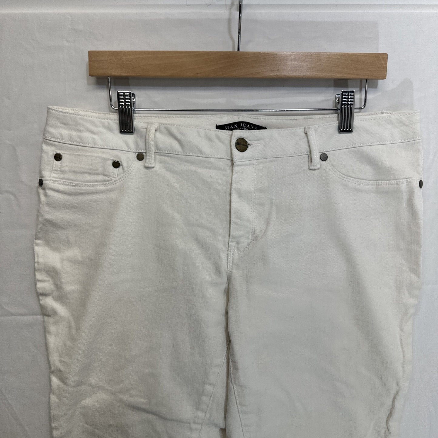 Max Jeans Women's Size 12 White Crop Denim Mid Rise Cuffed Stretch Jeans