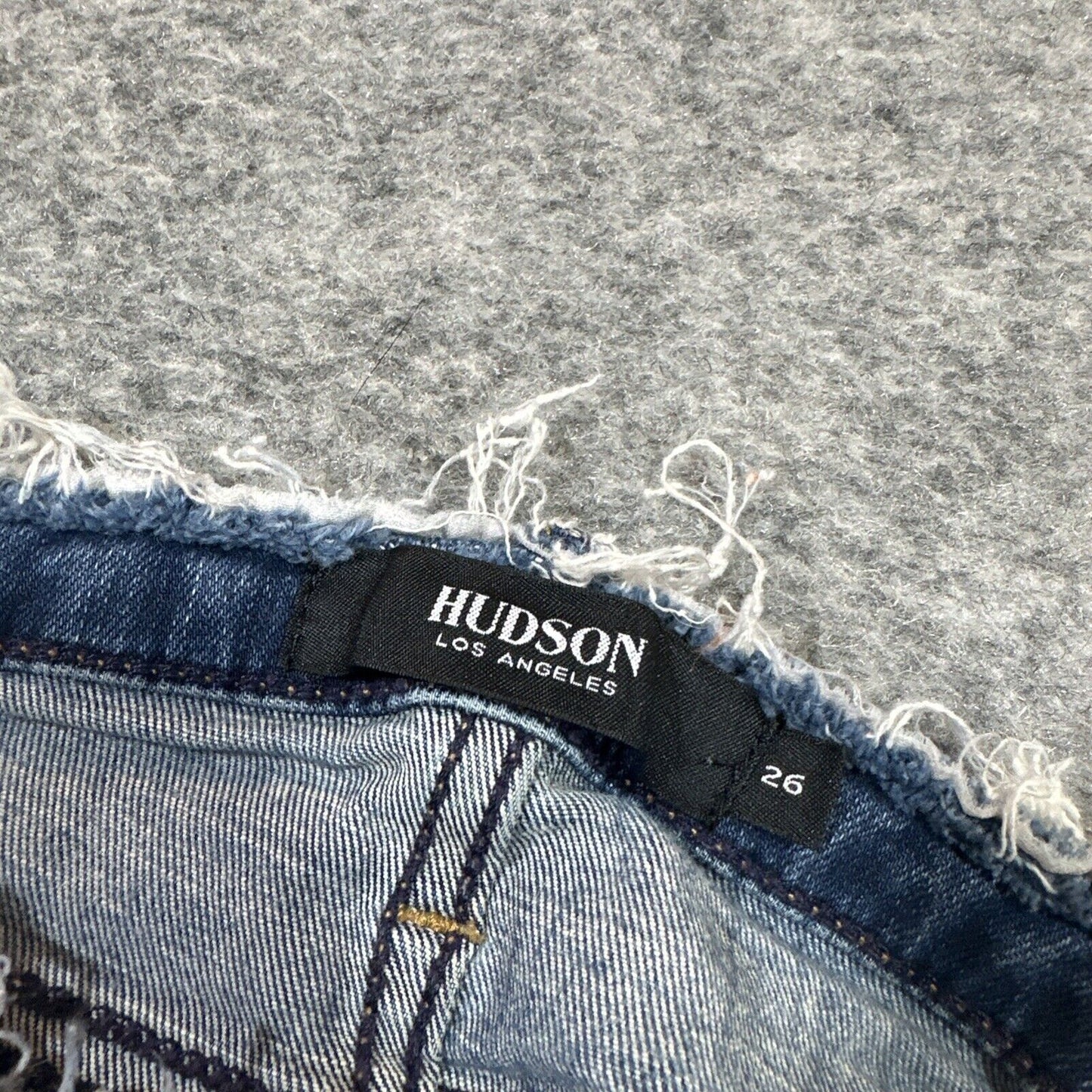 Hudson Barbara Super Skinny Distressed Frayed Waist Jeans Womens 26 Blue Denim