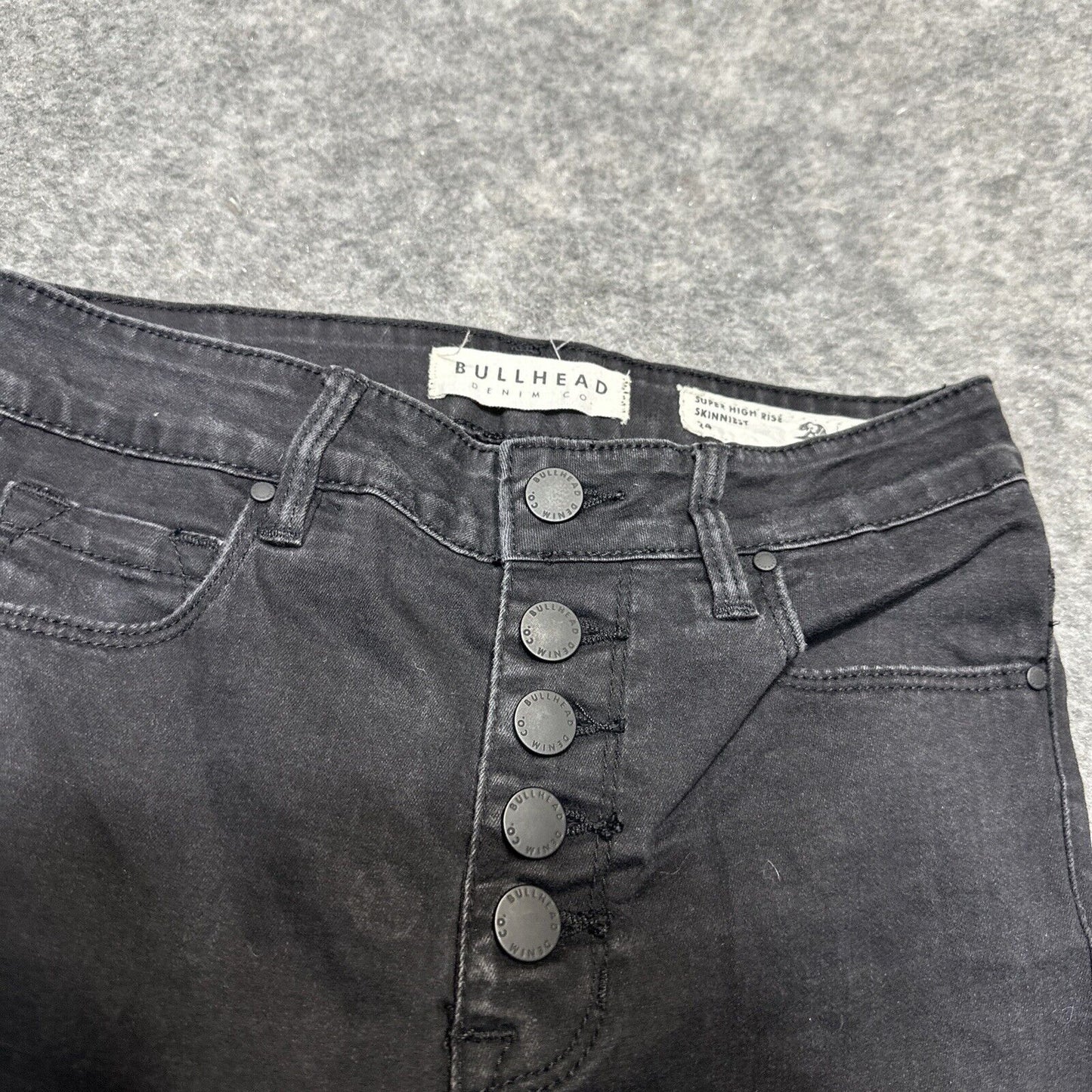 Bullhead Super High Rise Skinniest Women's Skinny Jeans Size 24 Black Dark Denim