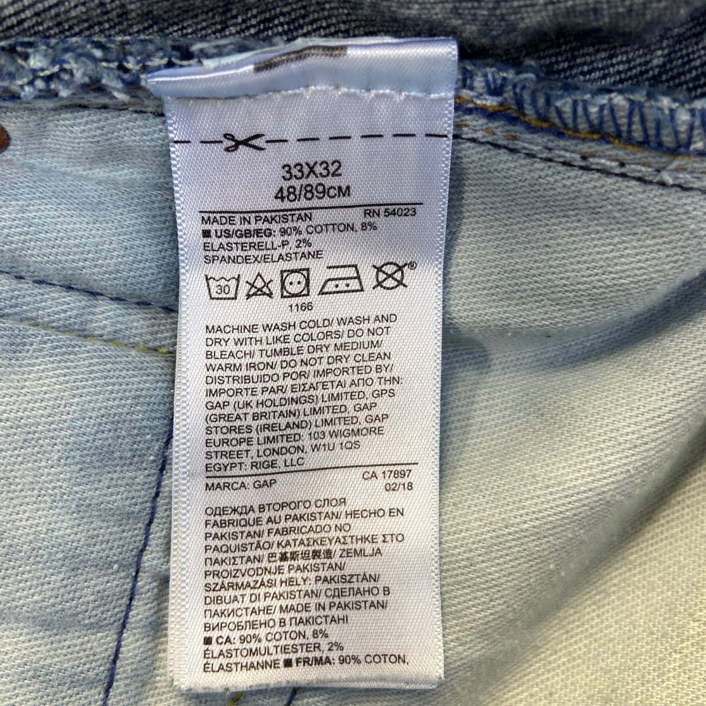 GAP Men's Slim Straight Jeans Size 33x32 Blue Denim