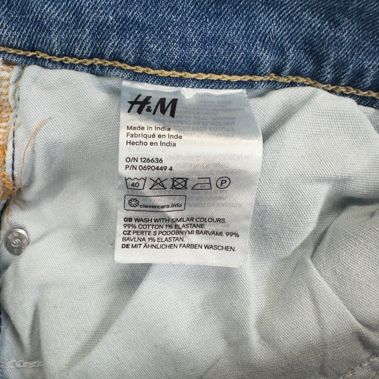 H&M Men's Skinny Jeans Distressed Light Wash Size 34x34 #2016