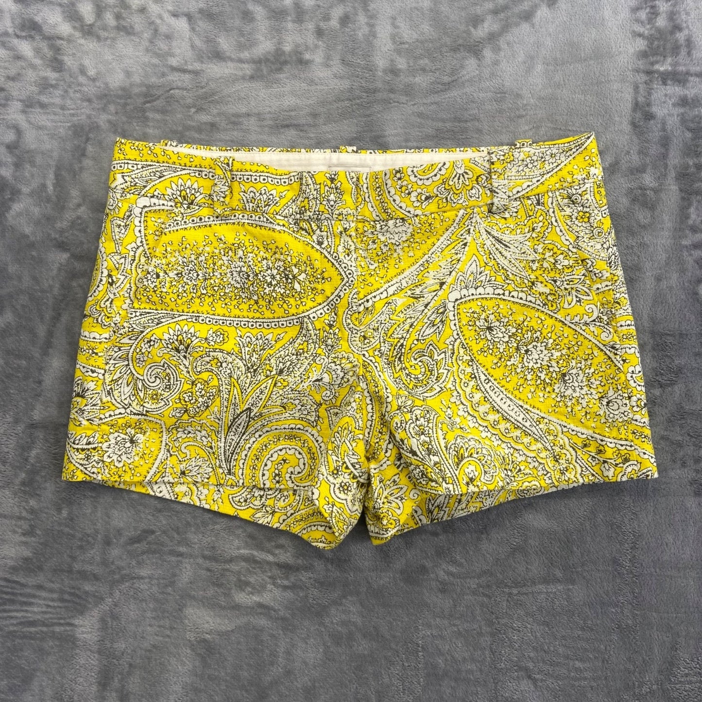 J.Crew Women's Paisley Shorts Size 6 Yellow Floral Shorts Summer