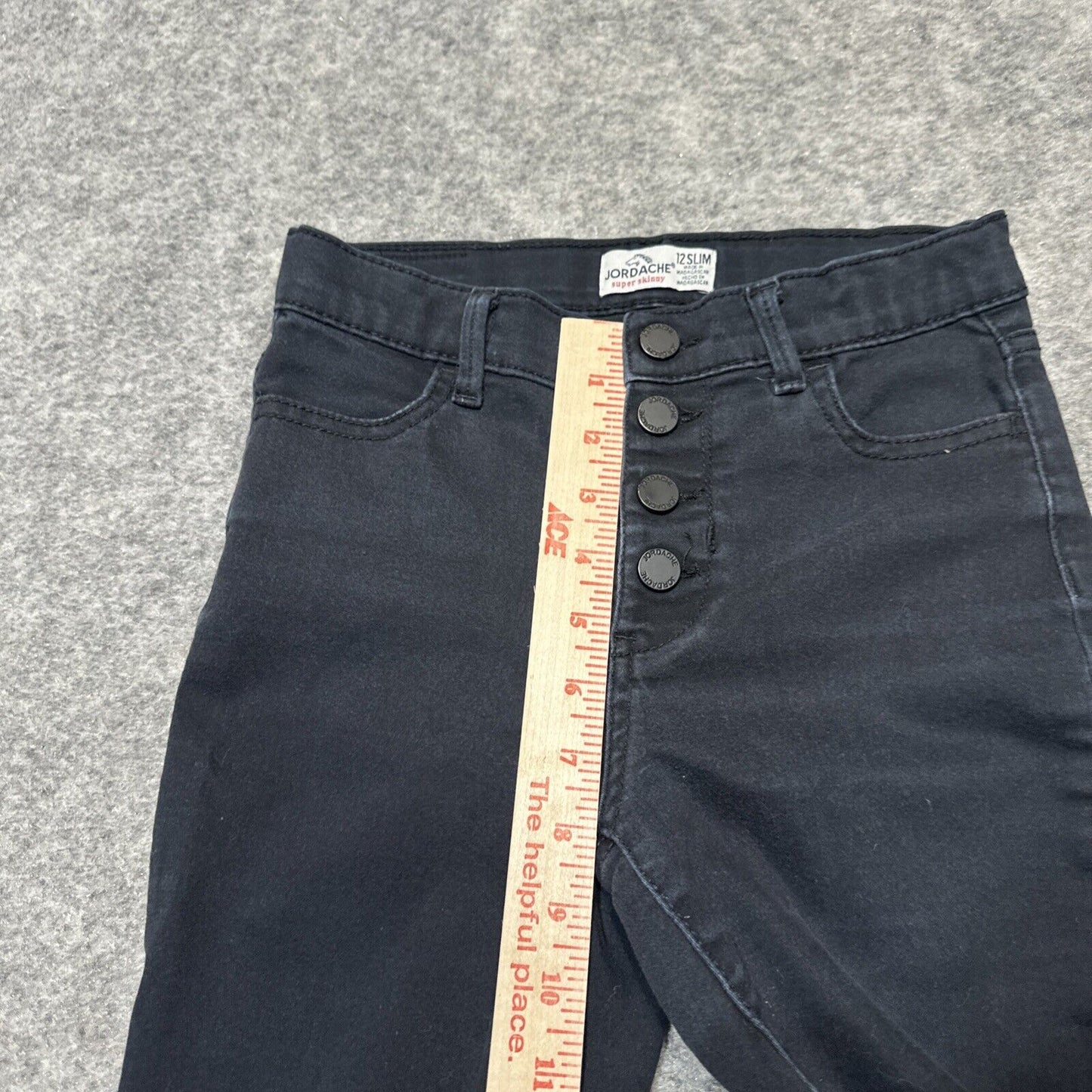 Jordache Youth Girls Super Skinny Jeans Size 12 Slim Black Denim