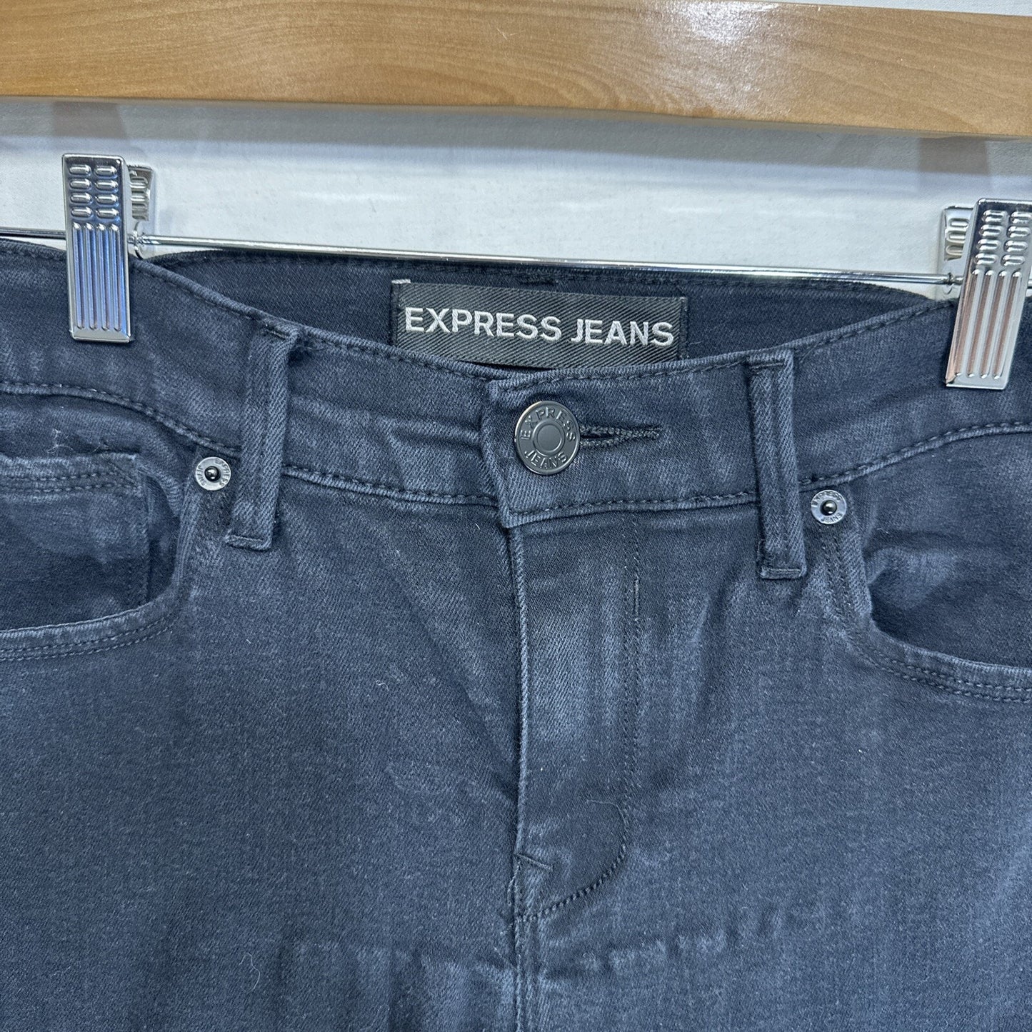 Express Jeans Women's Size 6R Mid Rise Jegging Black Slim Fit Denim