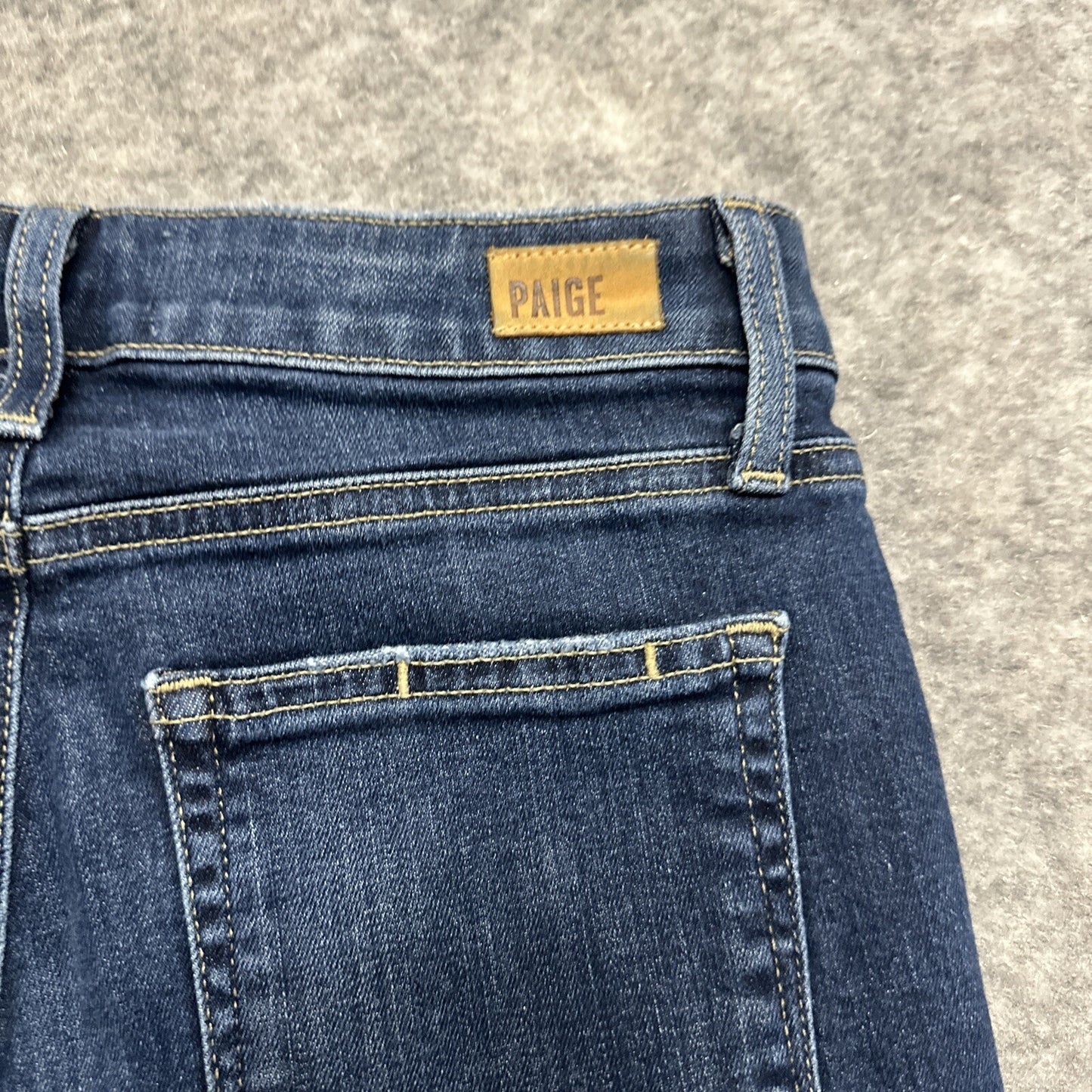 Paige Brigitte Distressed Skinny Jeans Womens 24 Blue Dark Wash Stretch Denim