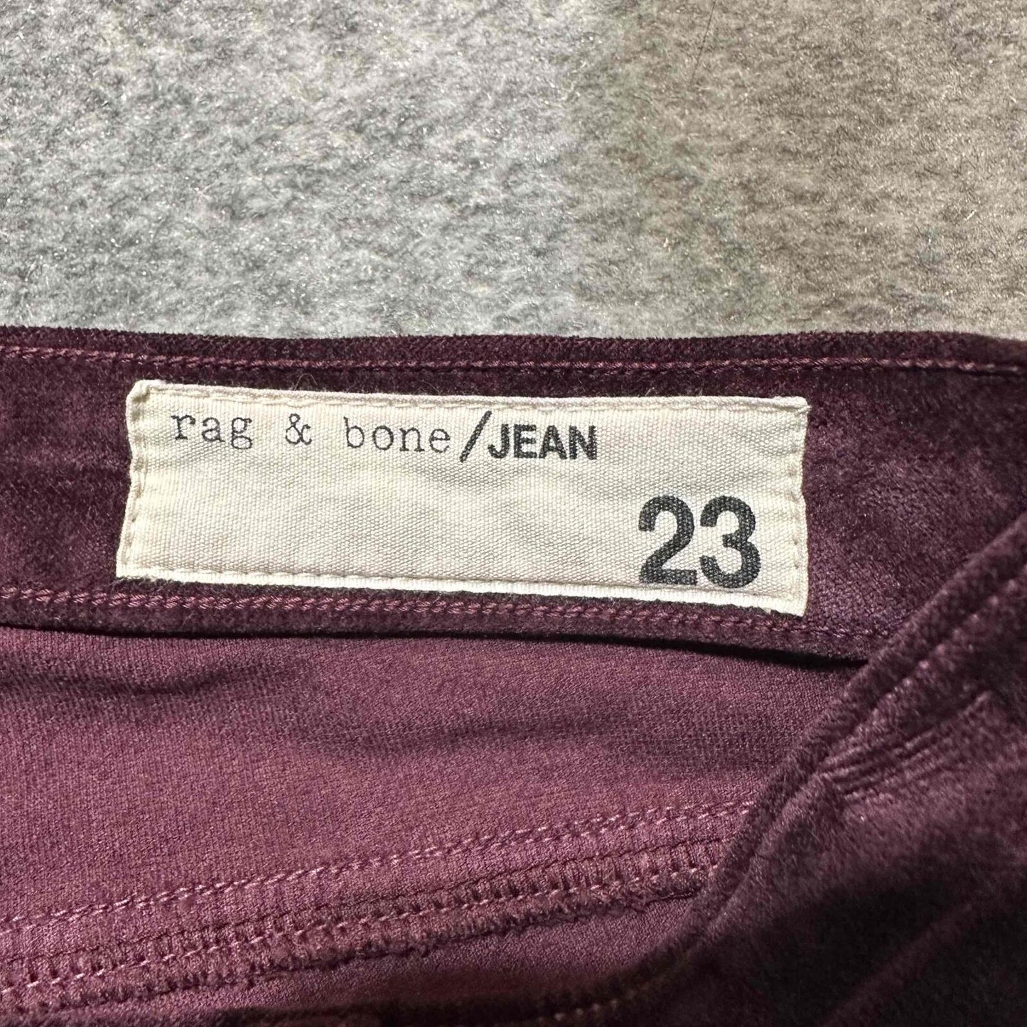 Rag & Bone Women's Velvet Skinny Corduroy Jeans Size 23 Burgundy Dark Wash