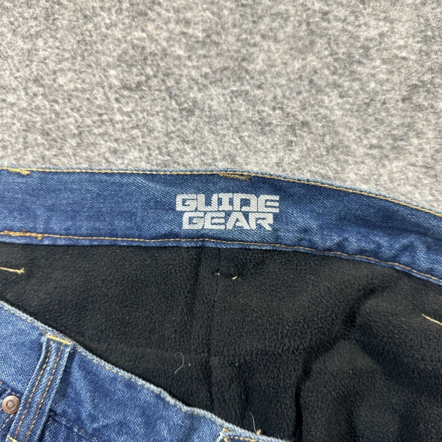 New Guide Gear Fleece Lined Straight Jeans Men's Size 44x30 Dark Blue Denim