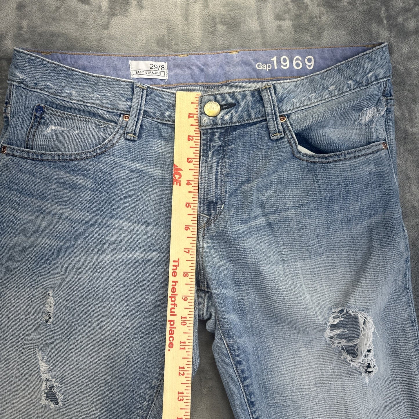 Gap 1969 Easy Straight Distressed Jeans Women's Size 29 Light Faded Blue