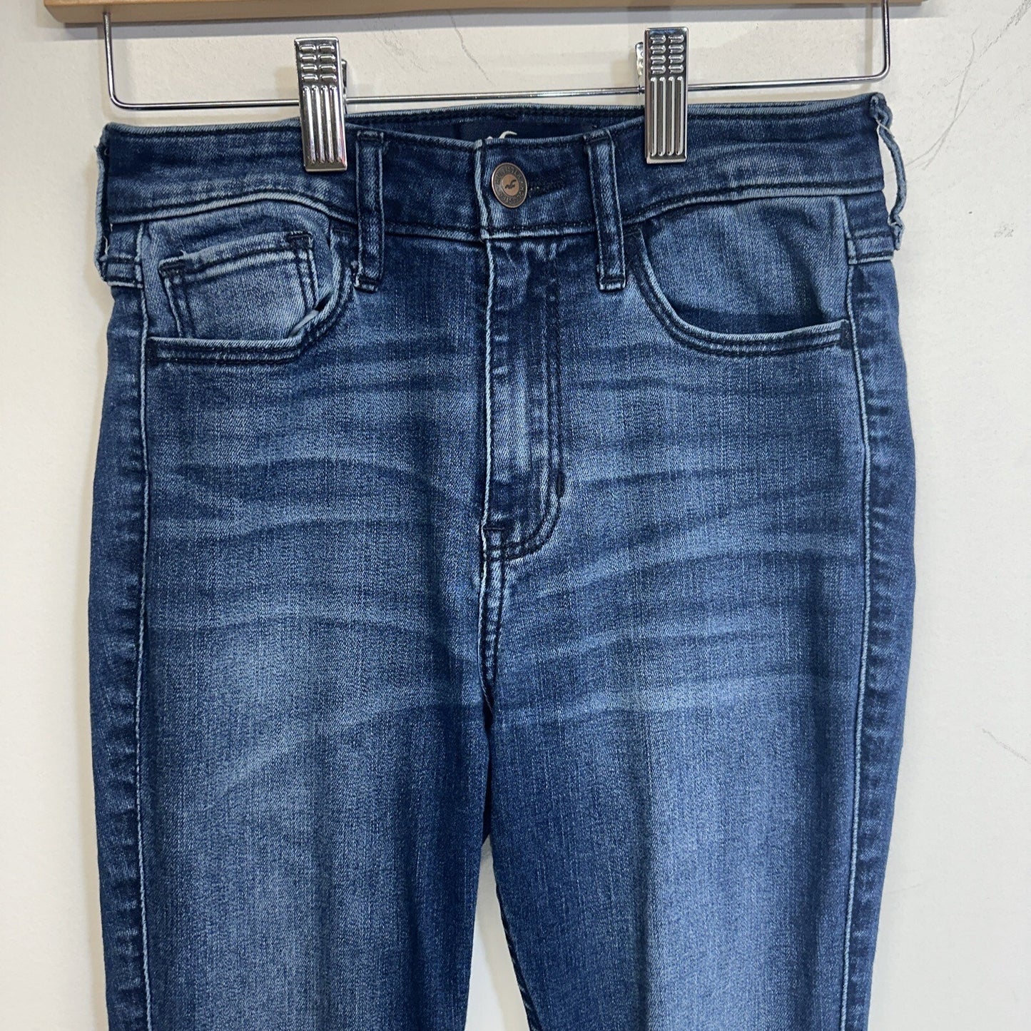 Hollister Classic Stretch Jeans Womens 0R Distressed High Rise Super Skinny Blue