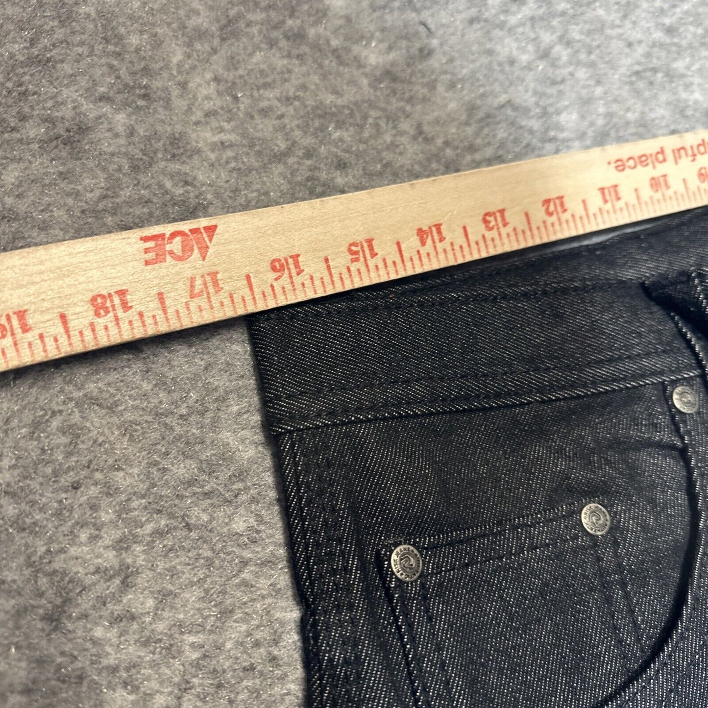 Vintage New RISK Relaxed Straight Jeans Men's Size 34 Black Stitch Denim Rare