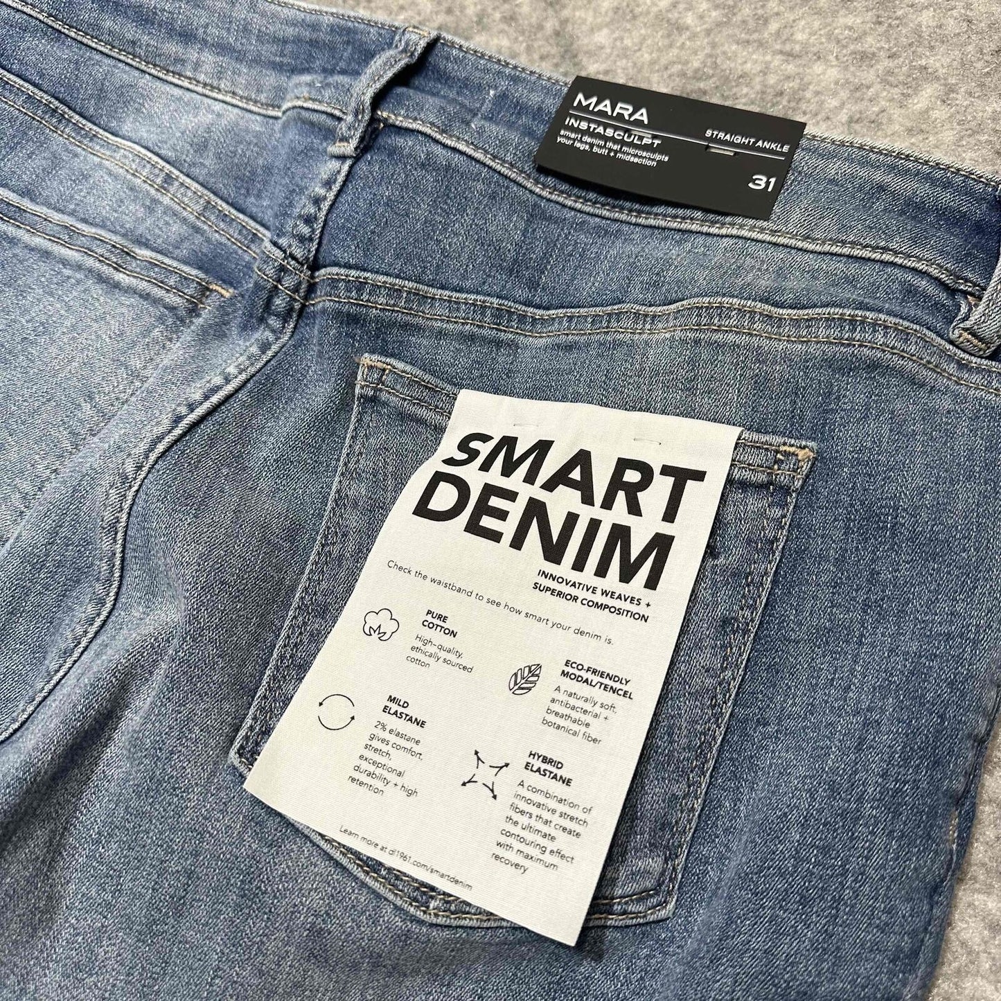 NEW DL1961 Mara Instasculpt Straight Ankle Jeans Women's Size 31 Blue Upstate