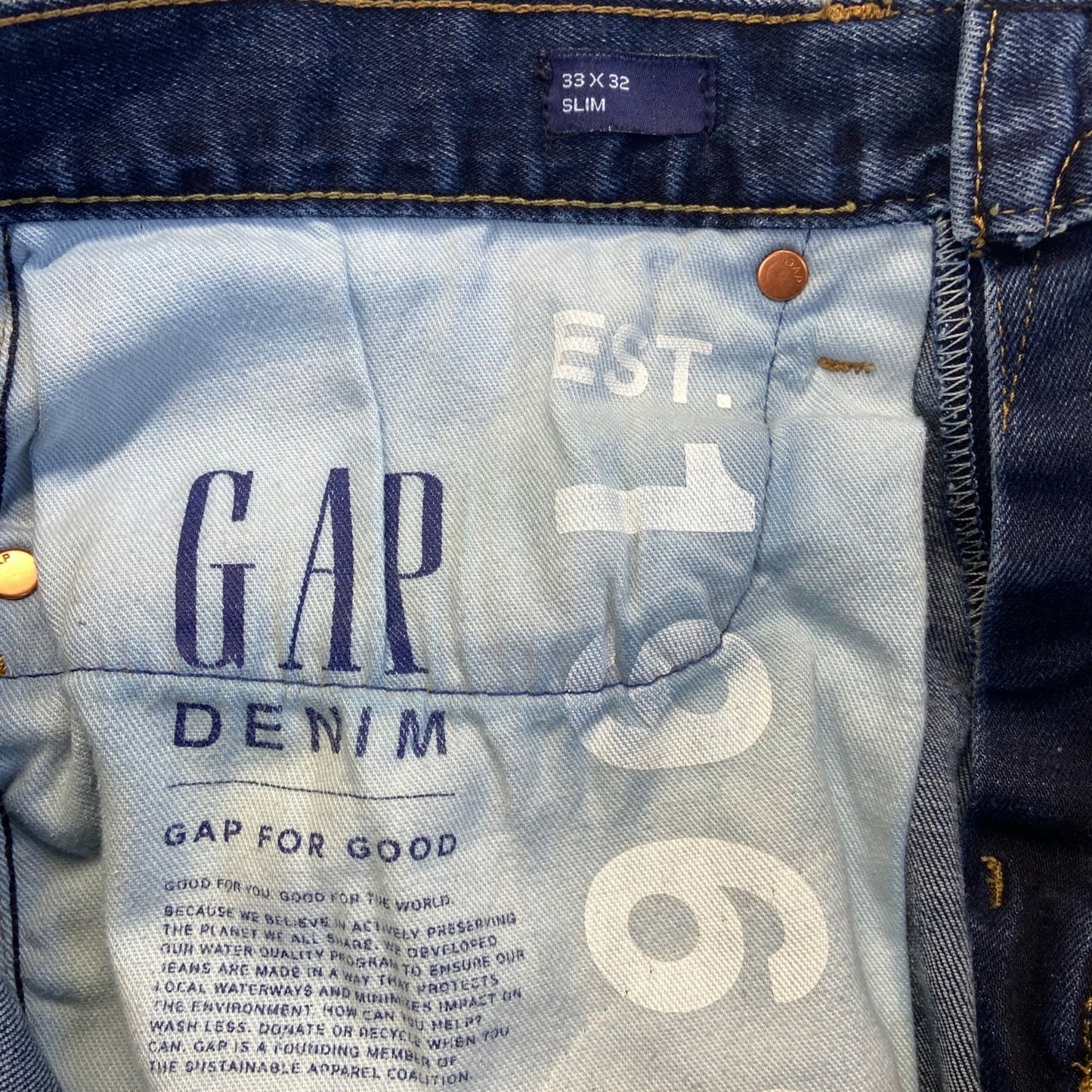 GAP Men's Slim Straight Jeans Size 33x32 Blue Denim