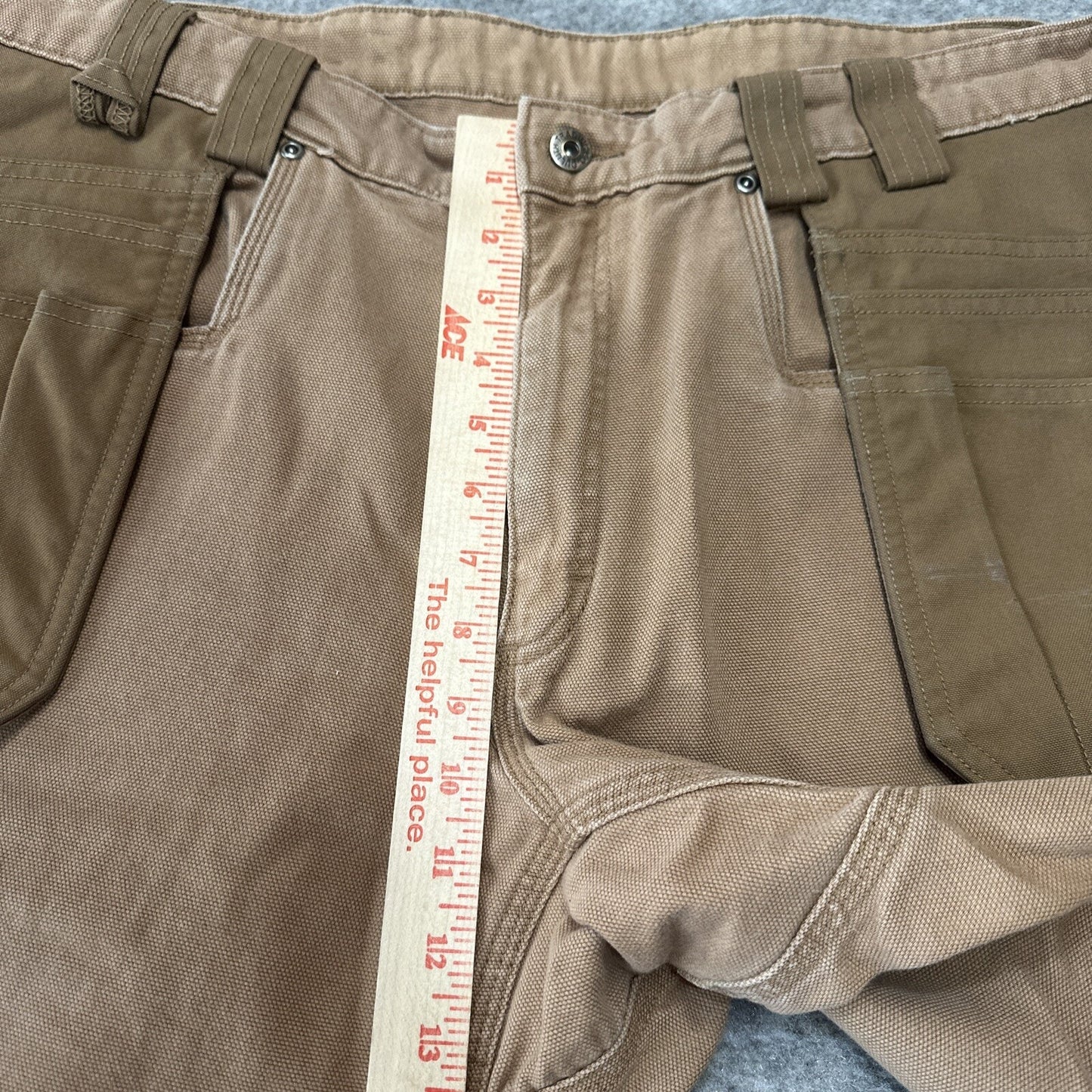 Duluth Men's Double Knee Carpenter Cargo Jeans Sz 44x26 Brown Tool Denim