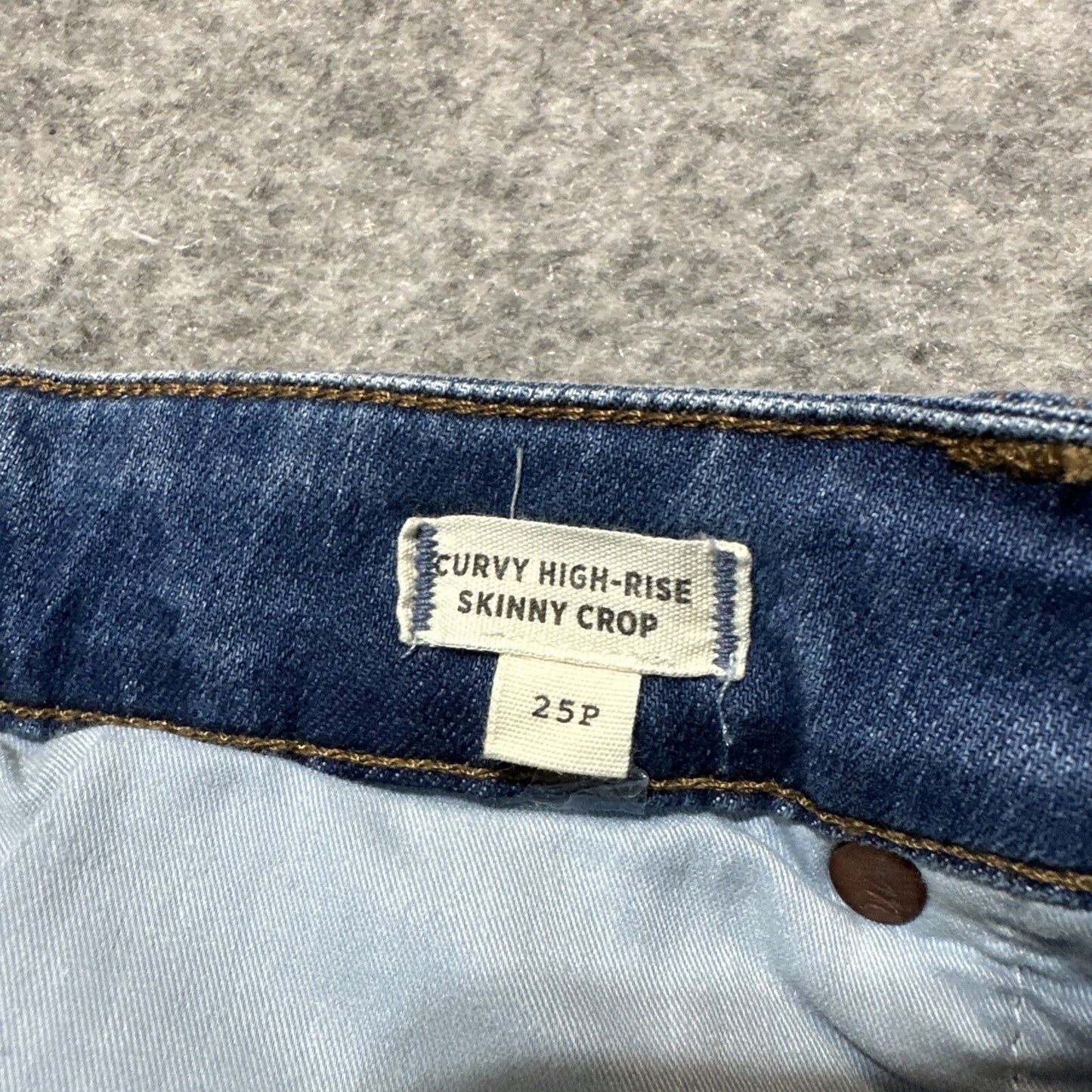 Madewell Distressed Curvy High Rise Skinny Crop Jeans Women's Size 25 P Blue