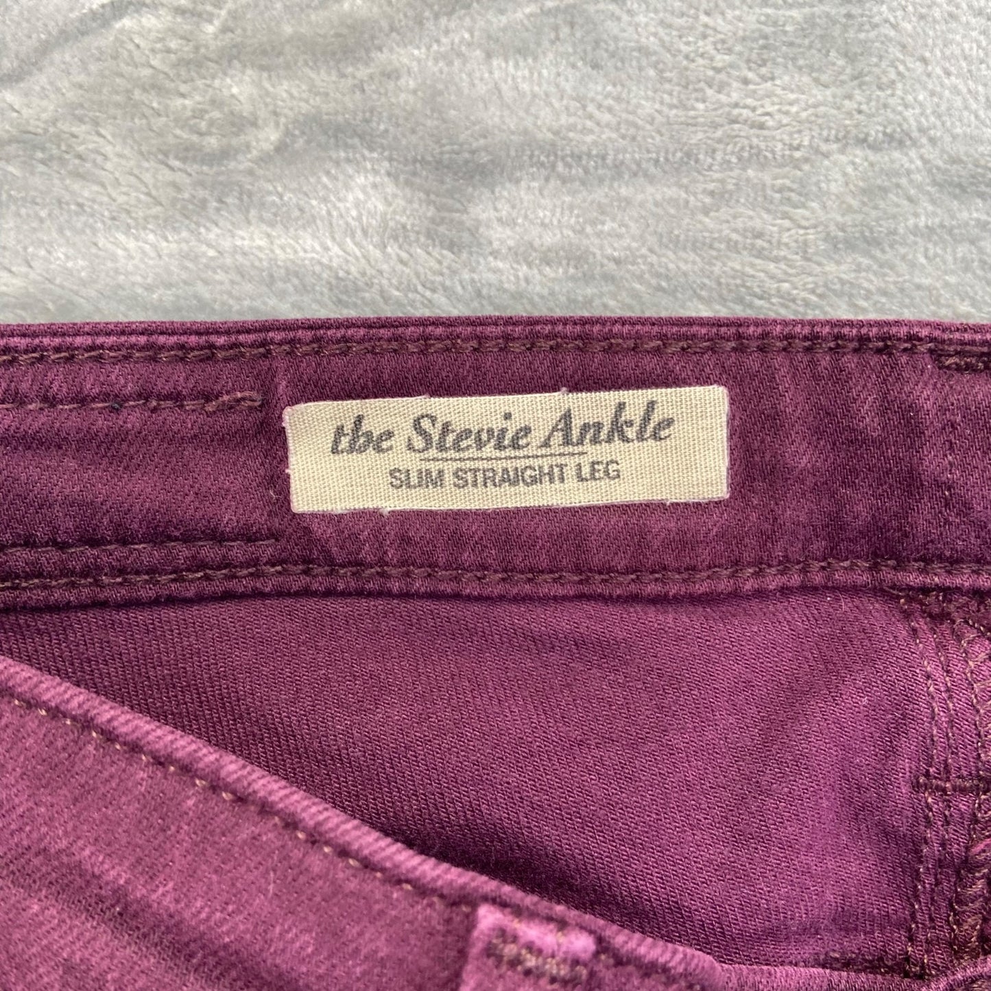AG Adriano Goldschmied Women's Stevie Ankle Slim Straight Jeans 24R Maroon Red