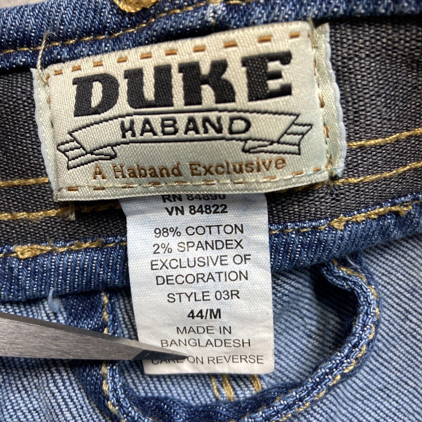 Vintage Duke Haband Cargo Jeans Men's Size 44/M Dark Blue Elastic Waist Denim
