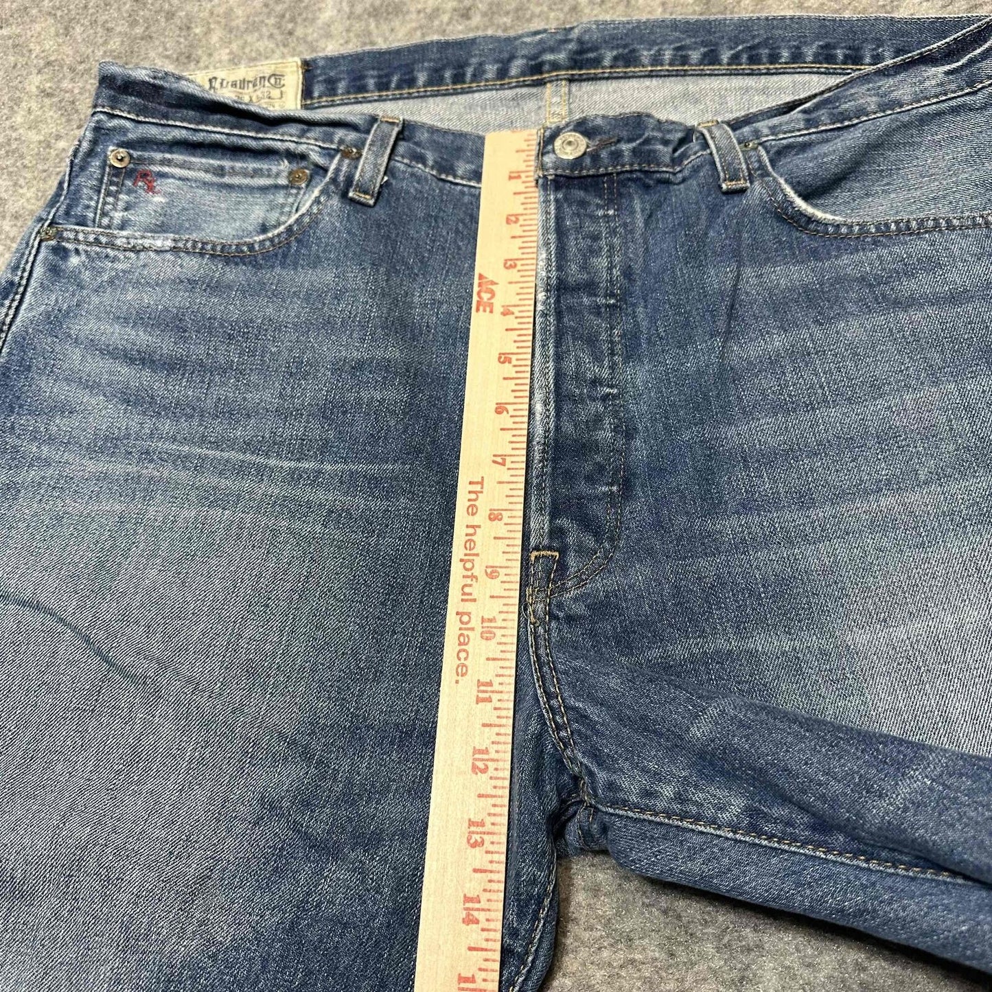 Polo Ralph Lauren Men's Distressed Straight Jeans Size 36x32 Blue Light Wash Denim