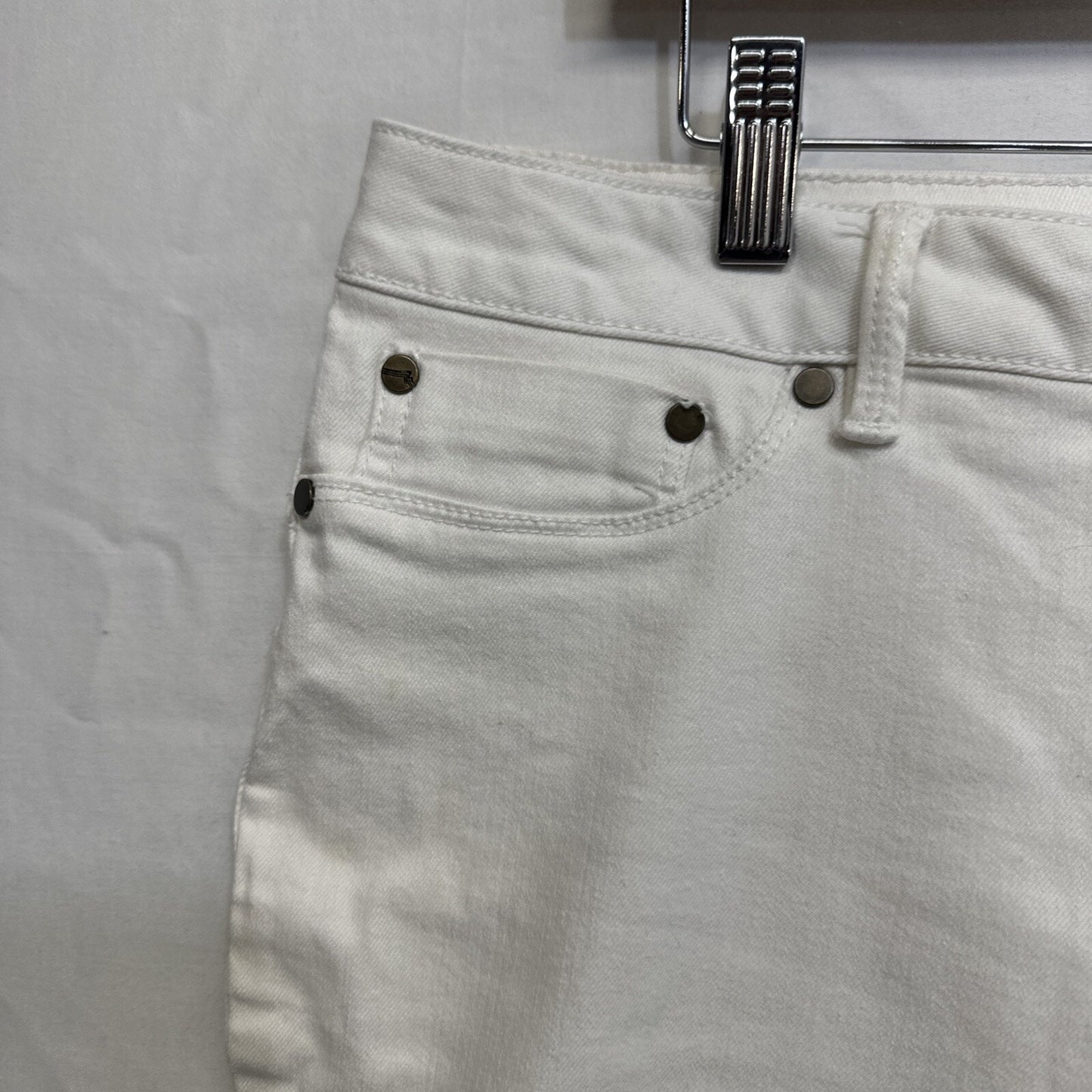 Max Jeans Women's Size 12 White Crop Denim Mid Rise Cuffed Stretch Jeans