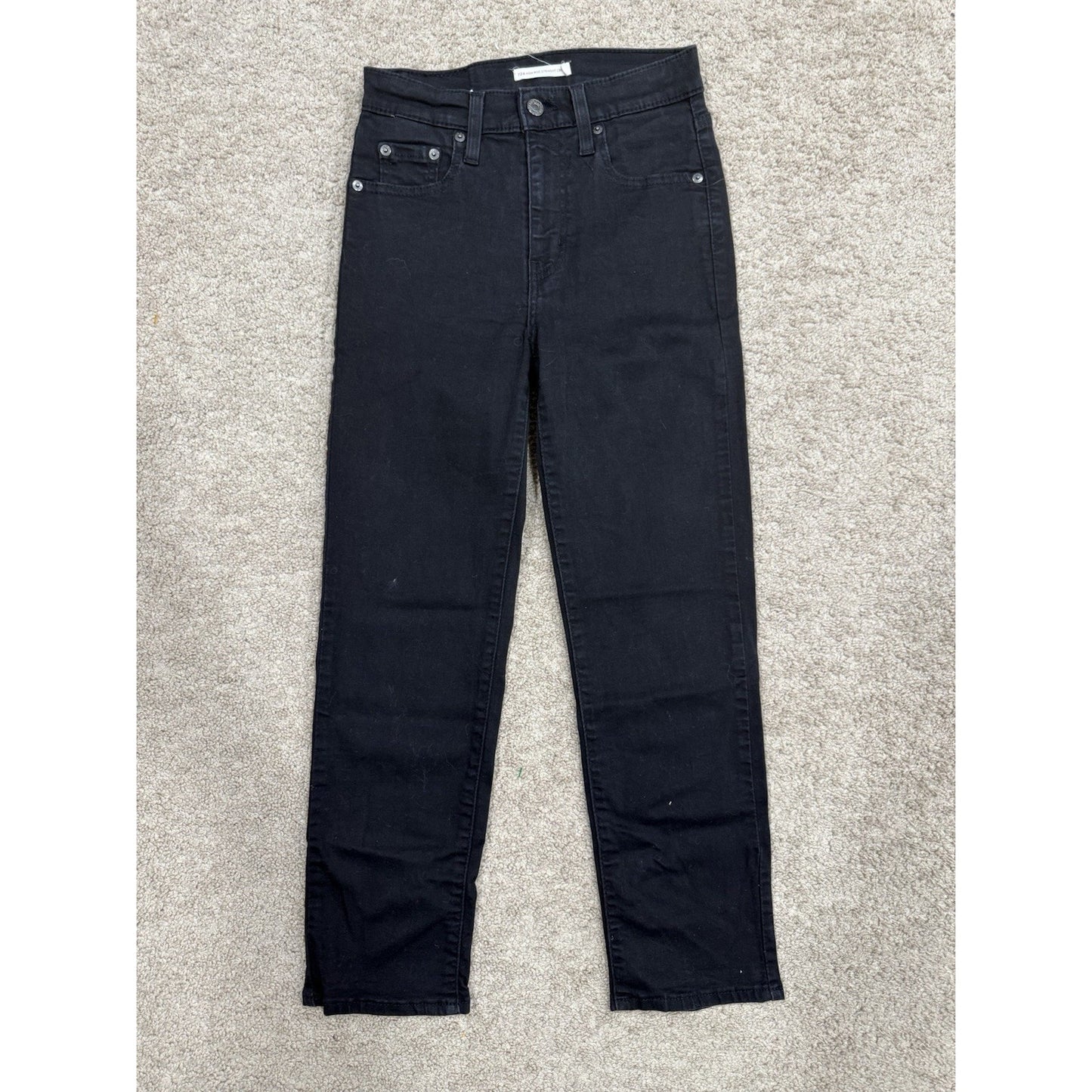 Levi's Premium 724 Black Jeans High Rise Straight Crop Women’s Size 26