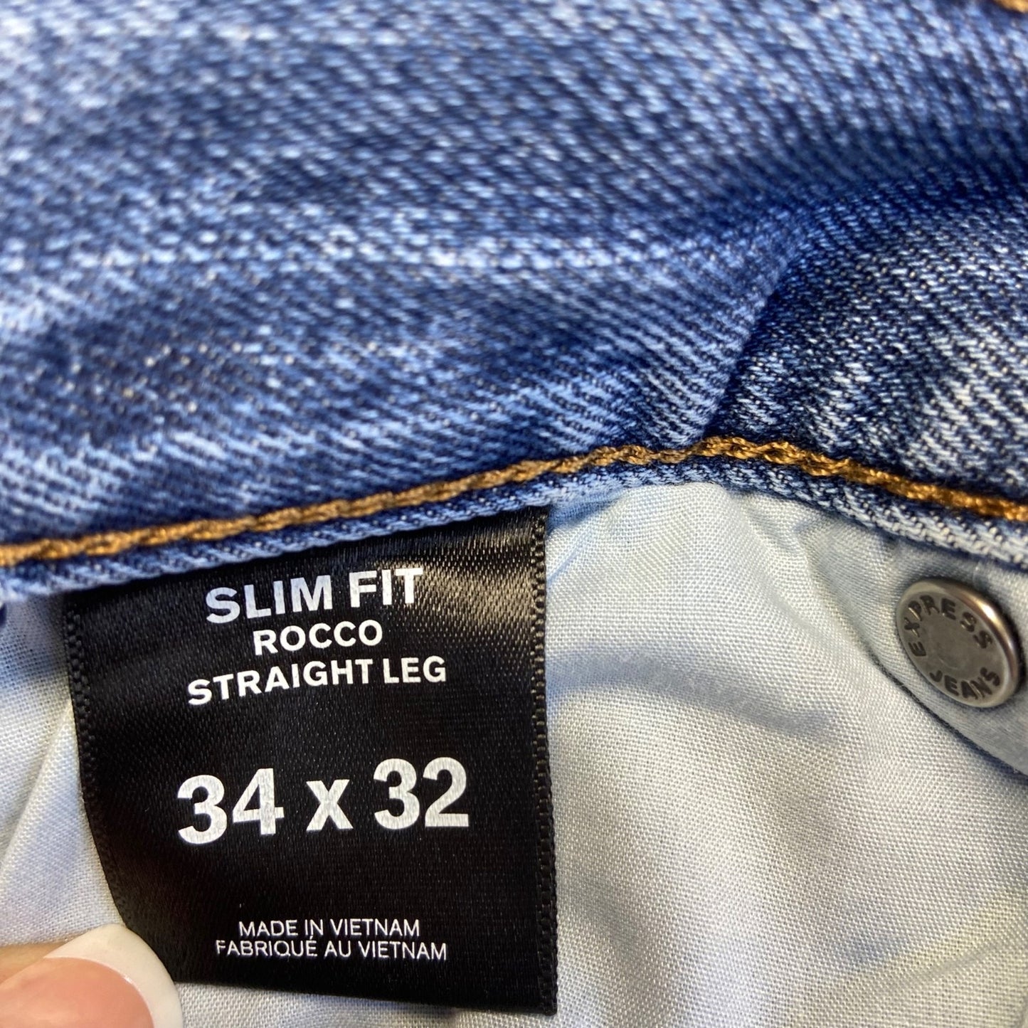 Express Men's Rocco Slim Fit Straight Jeans 34x32 Blue
