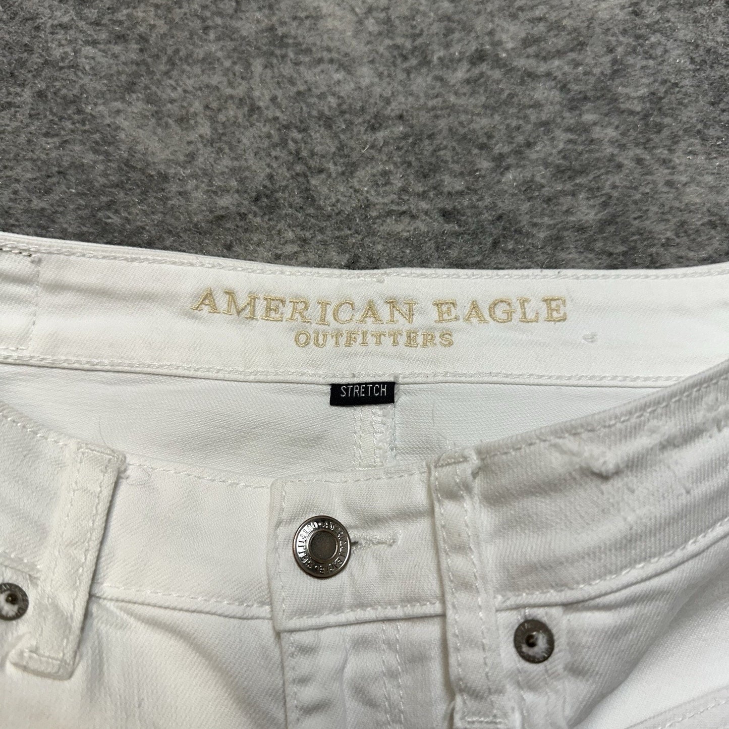 American Eagle Distressed Stretch Mini Jean Skirt Women's Size 4 White Denim