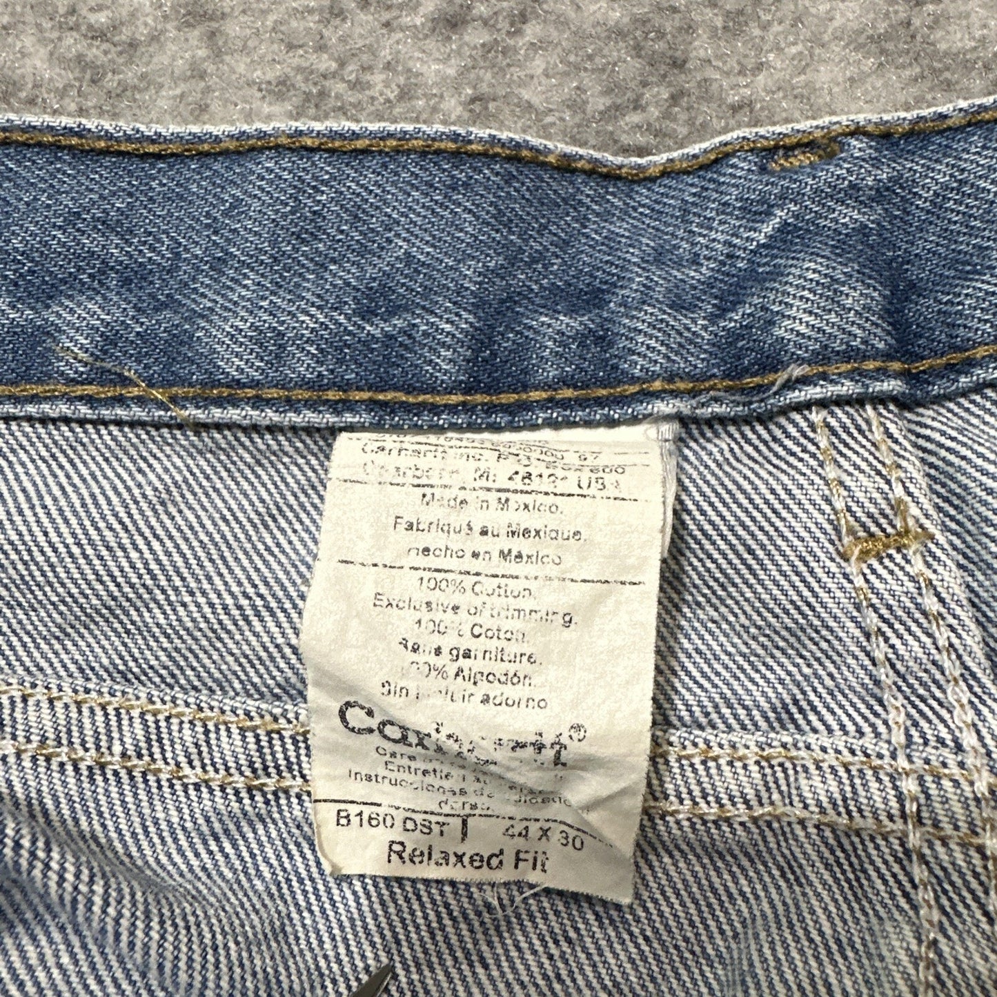 Carhartt Relaxed Fit Men's Straight Jeans Size 44x30 Blue Light Wash Denim