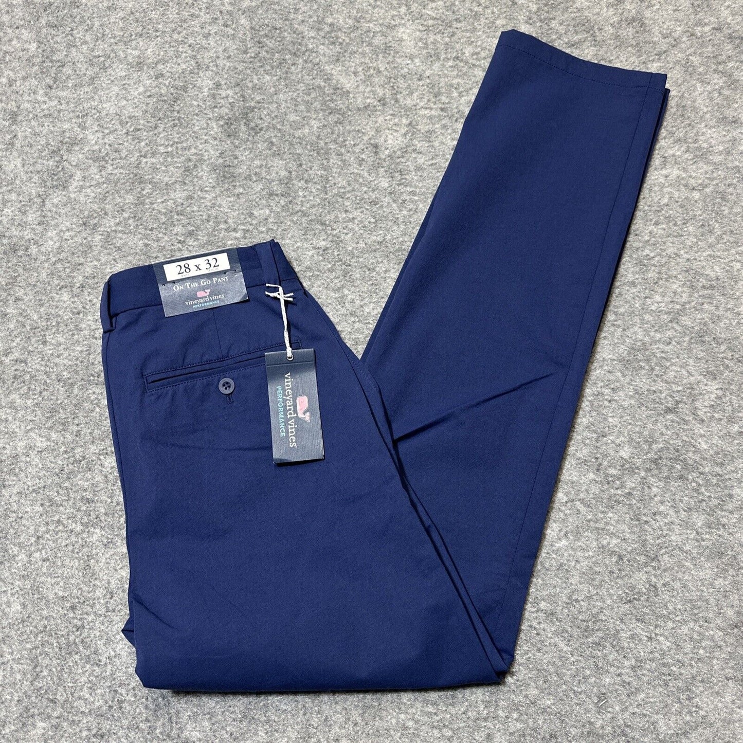 New Vineyard Vines OTG On The Go Pant Men's Size 28x32 Deep Bay Dark Blue Chinos
