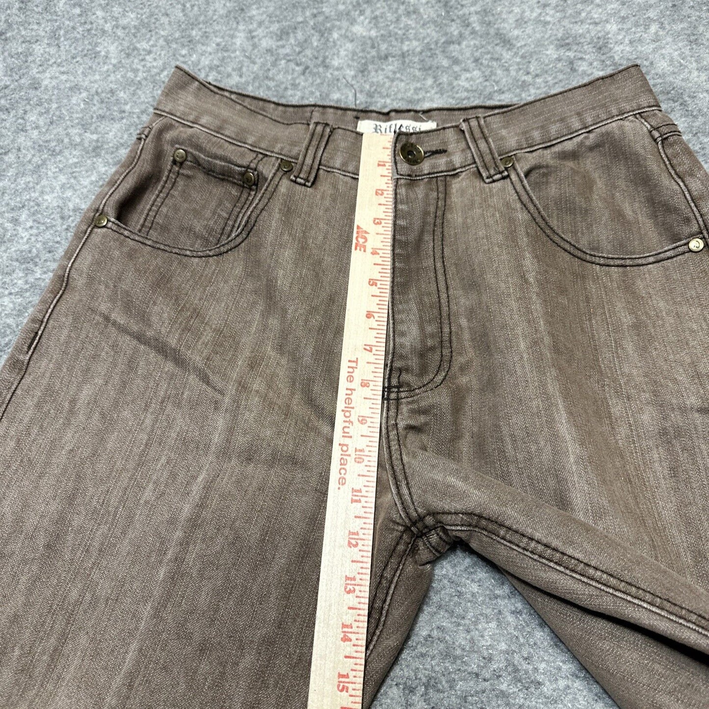 Riflessi Men's Relaxed Fit Straight Jeans Size 32x32 Brown Medium Wash Denim