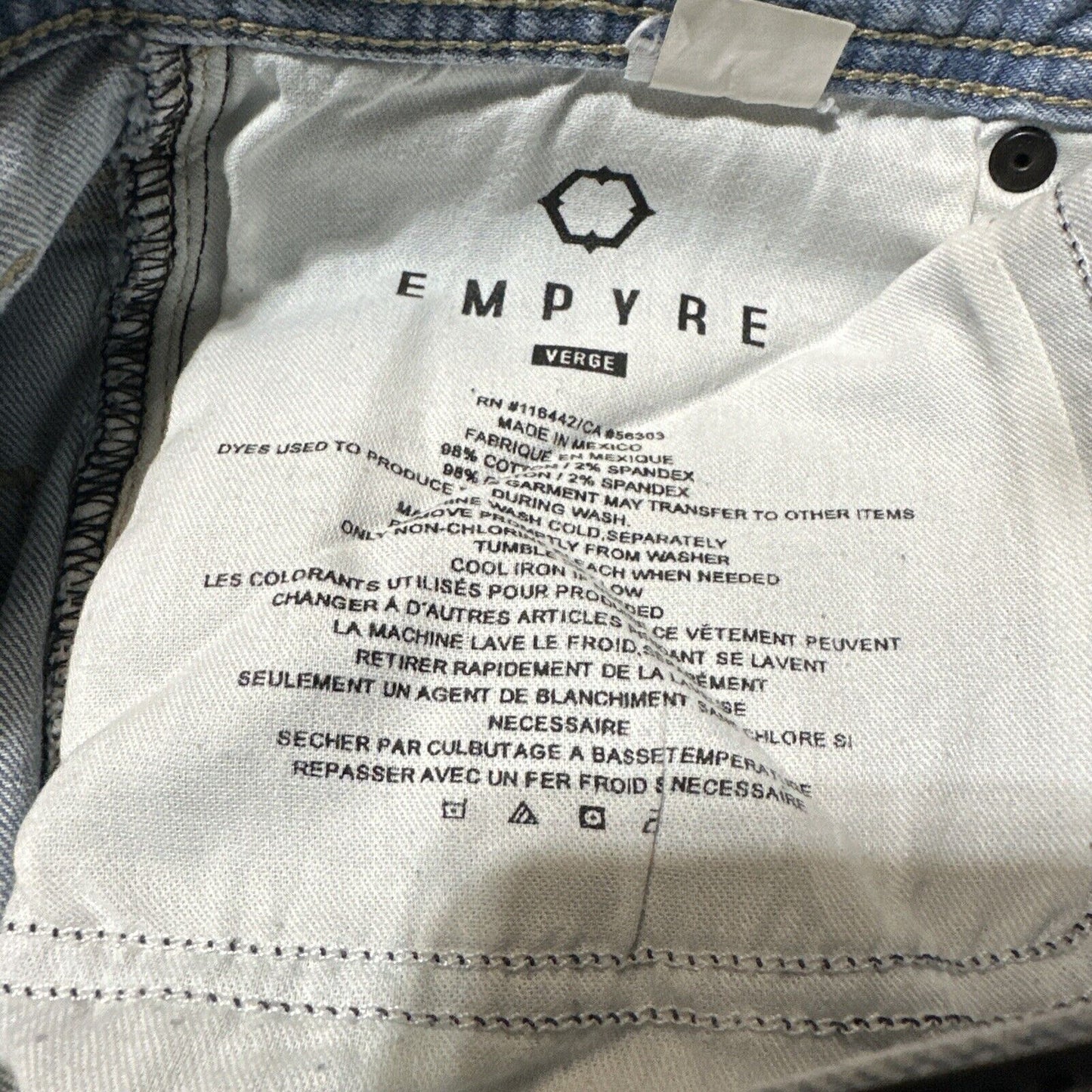 Empyre Verge Men's Distressed Skinny Jeans Size 32 Blue Light Wash Denim
