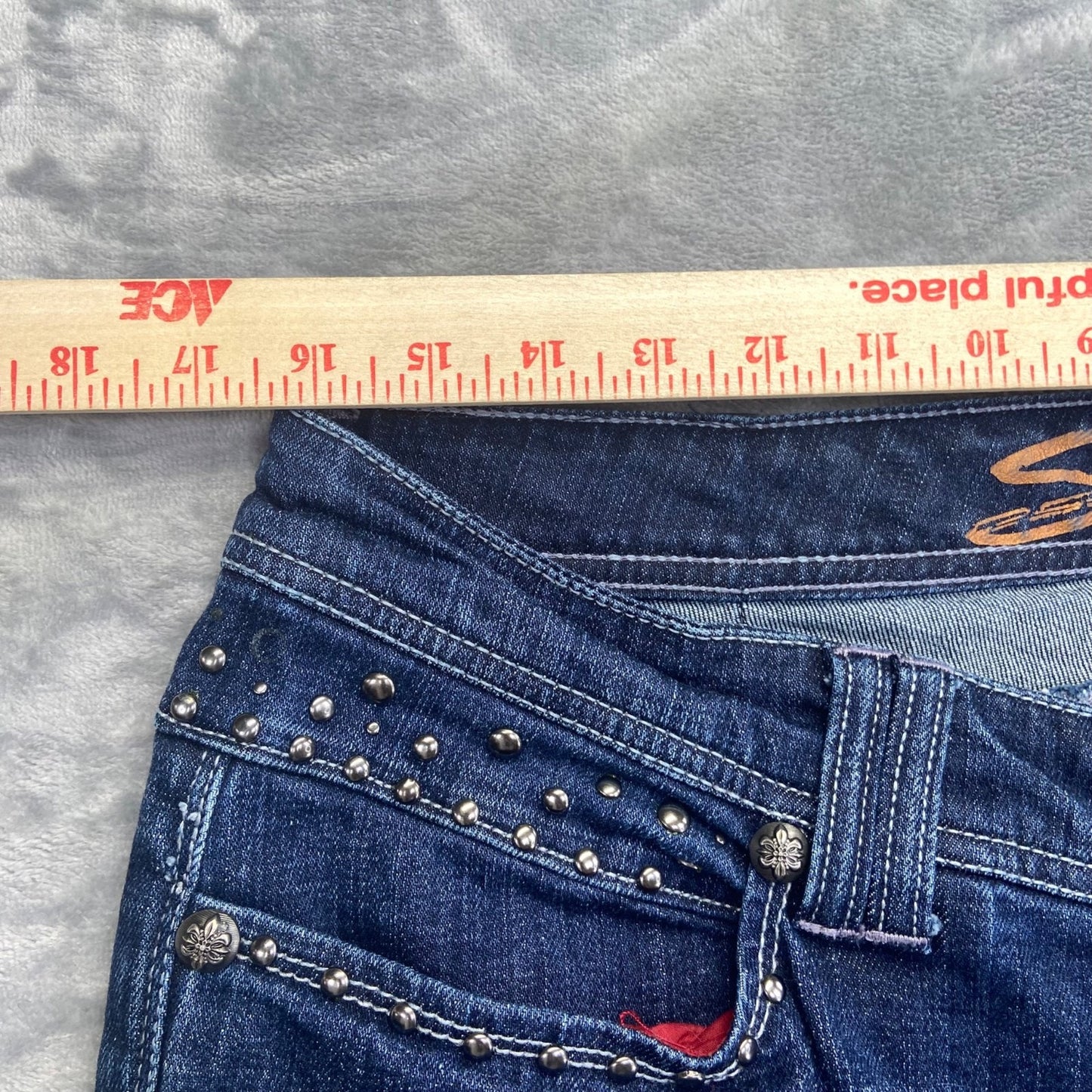 Seven7 Women's Studded Bootcut Jeans Size 16 Blue Dark Wash