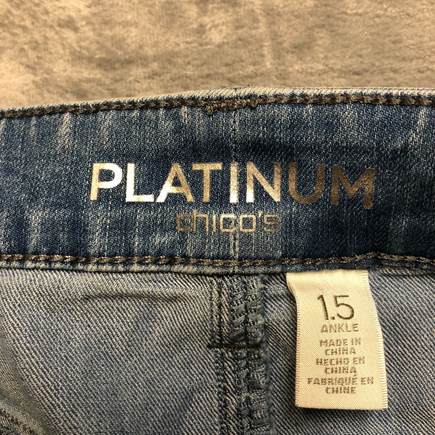 Chico's Platinum Ankle Jeans Women's Size 1.5 (Reg. Size 10) Light Blue Denim