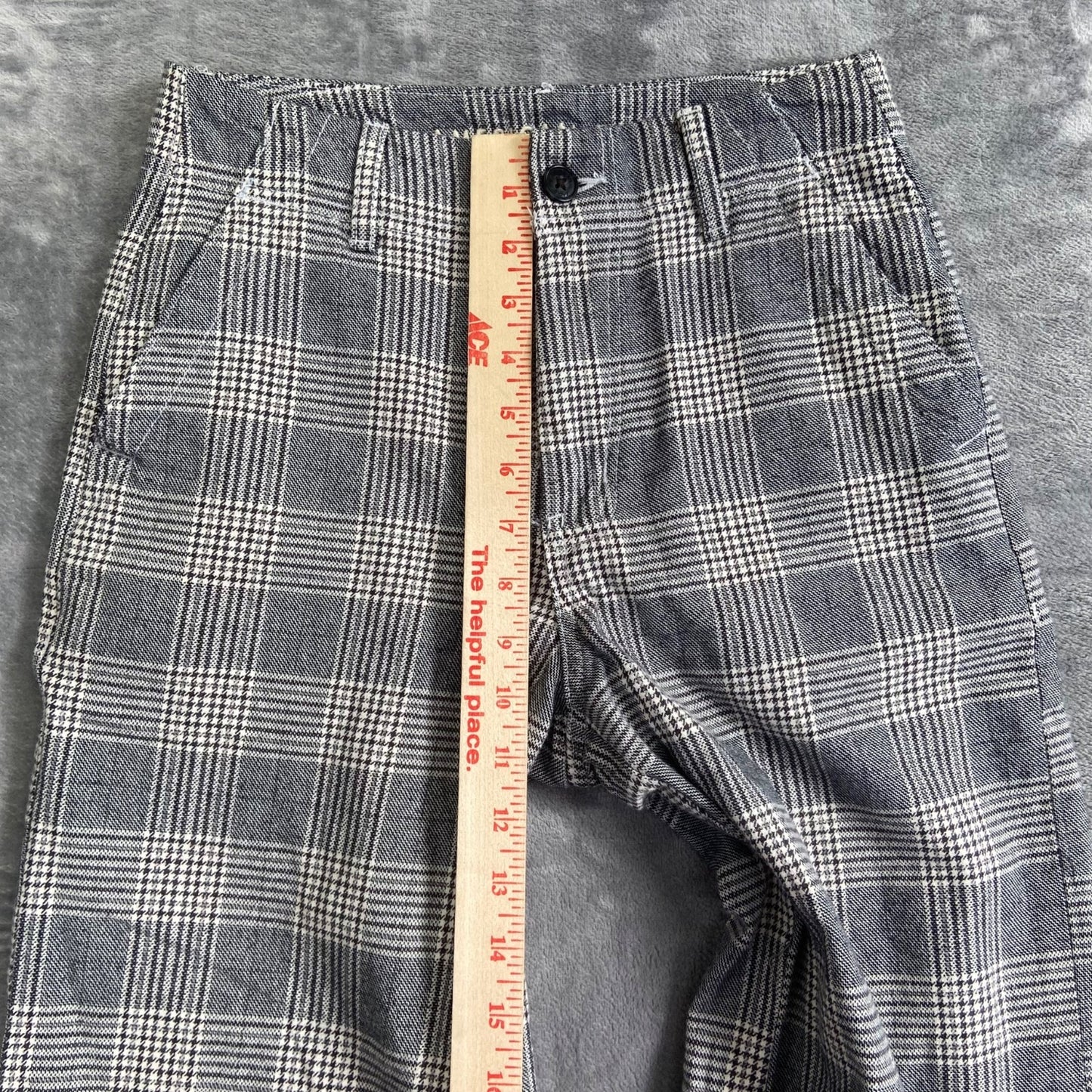 American Eagle Plaid Wide Leg Pants Women's Size 00 Short Gray Cotton