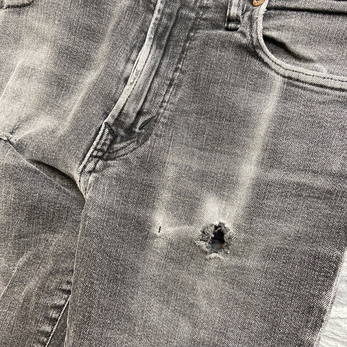 American Eagle Airflex Distressed Slim Straight Jeans Mens 30x34 Gray Denim