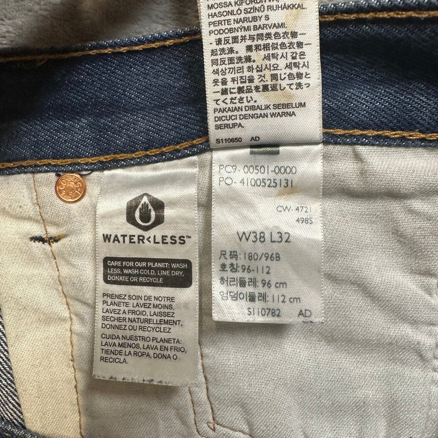 Levi's Straight Jeans Men's Size 38x32 Blue Denim