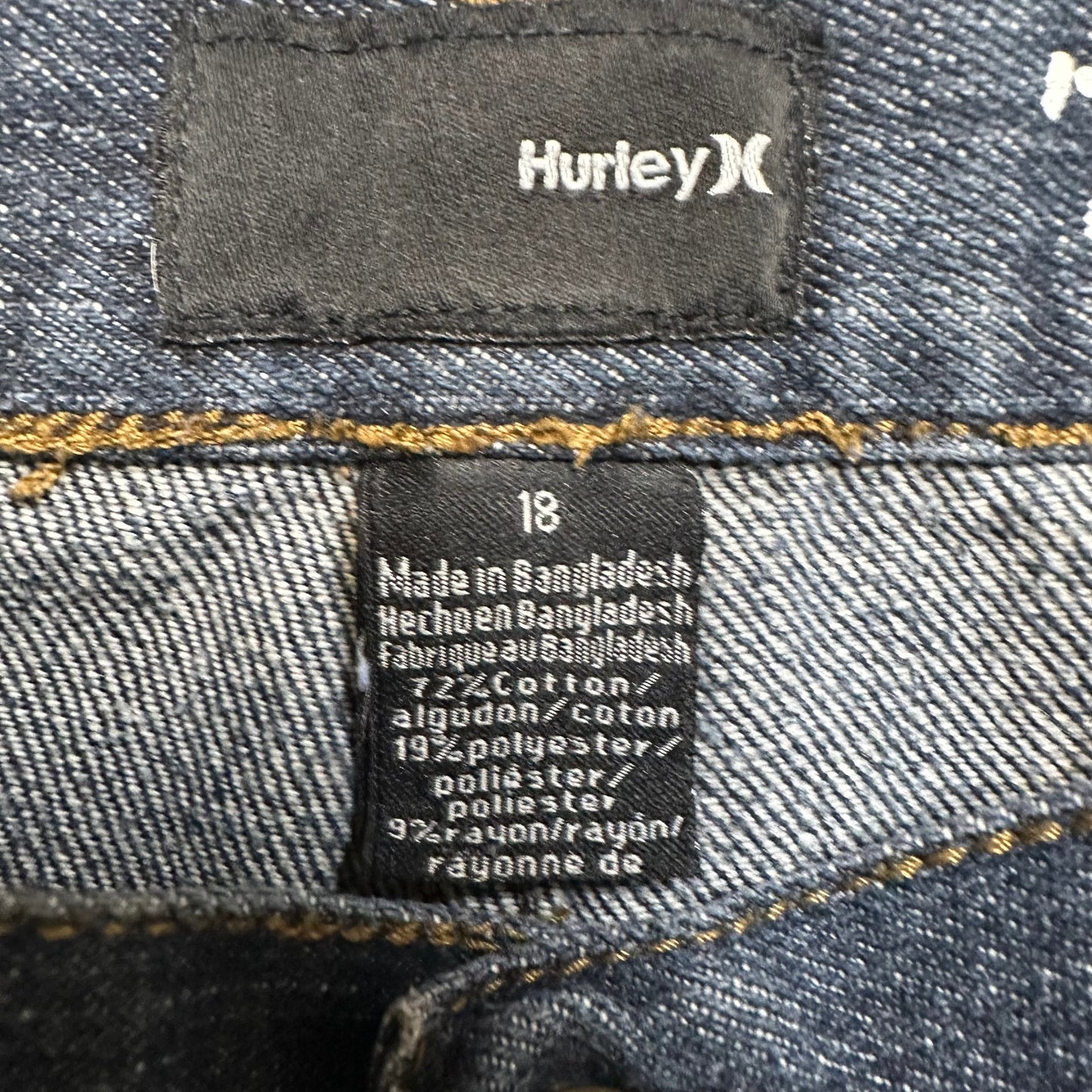 Hurley '79 Skinny Jeans Boys Size 18 Blue Denim